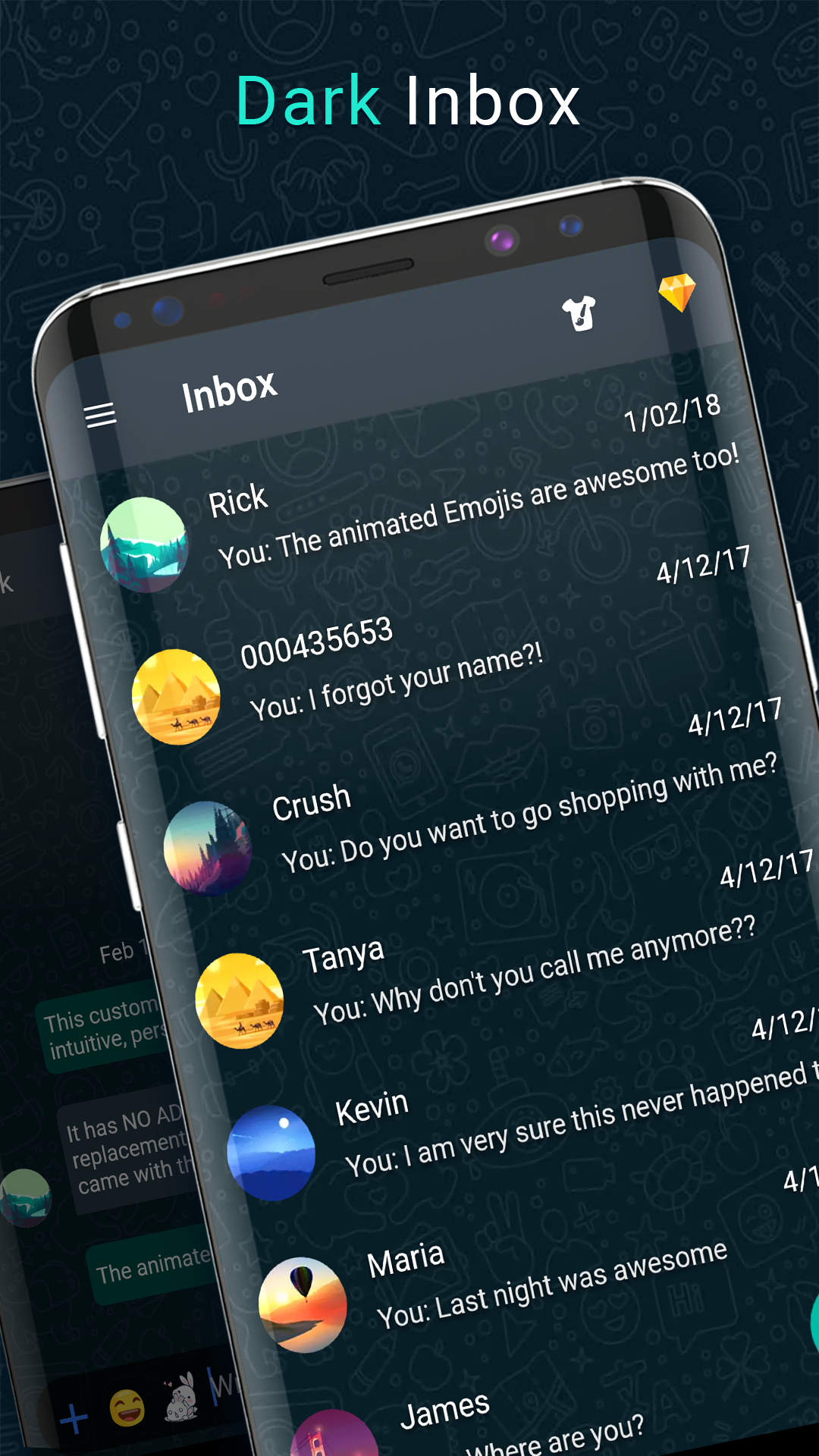 اسکرین شات 1 برنامه Dark SMS Messenger Theme