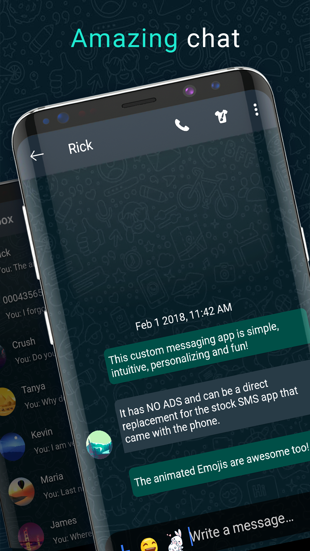 اسکرین شات 2 برنامه Dark SMS Messenger Theme