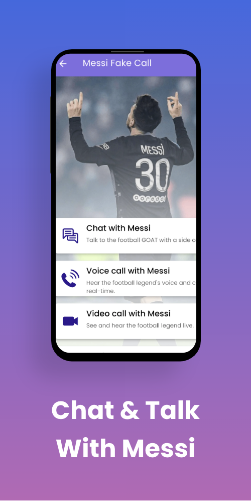 اسکرین شات 1 برنامه Leo Messi Fake Video Call,Chat