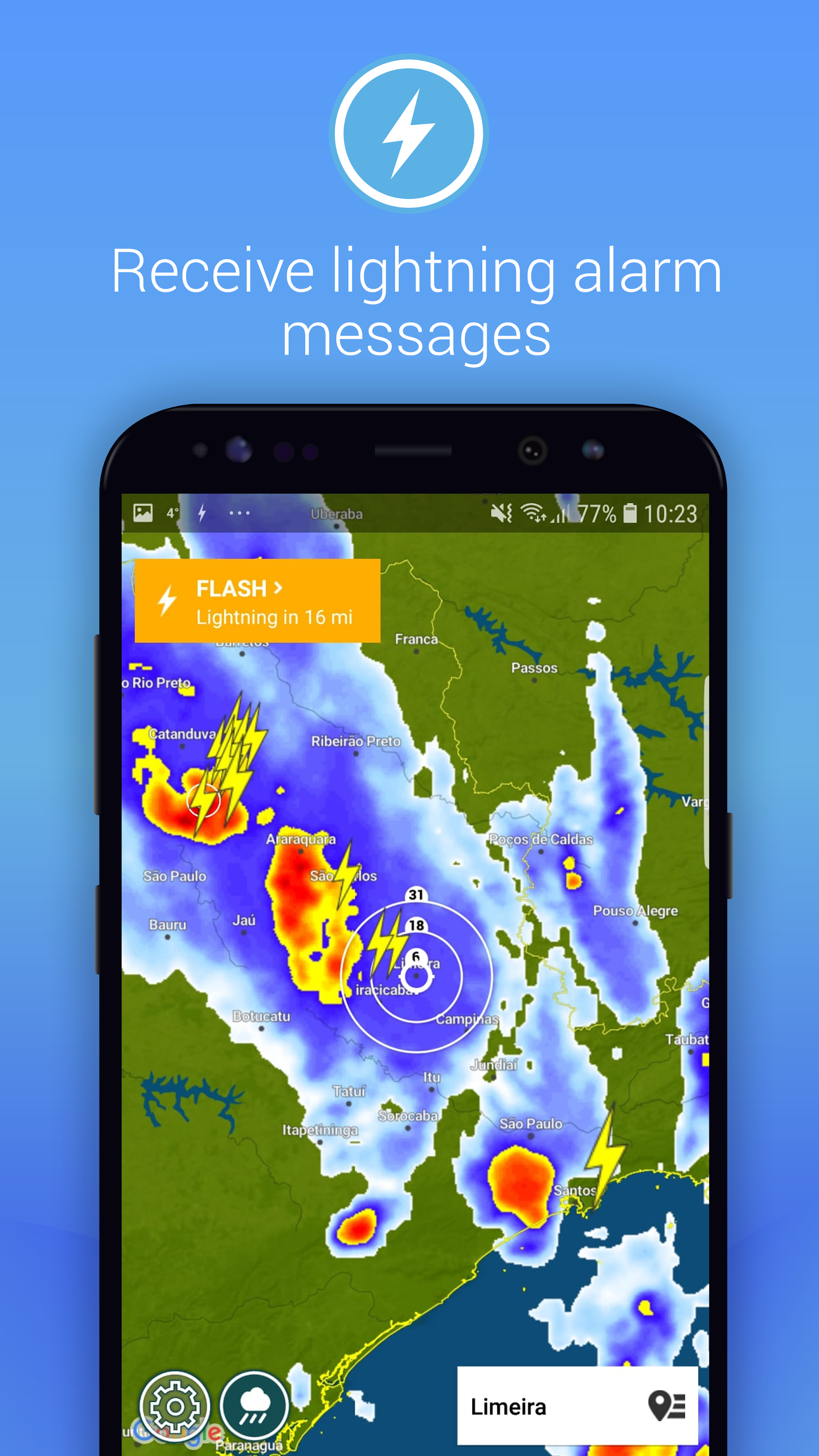 اسکرین شات 2 برنامه Lightning Alarm Weatherplaza