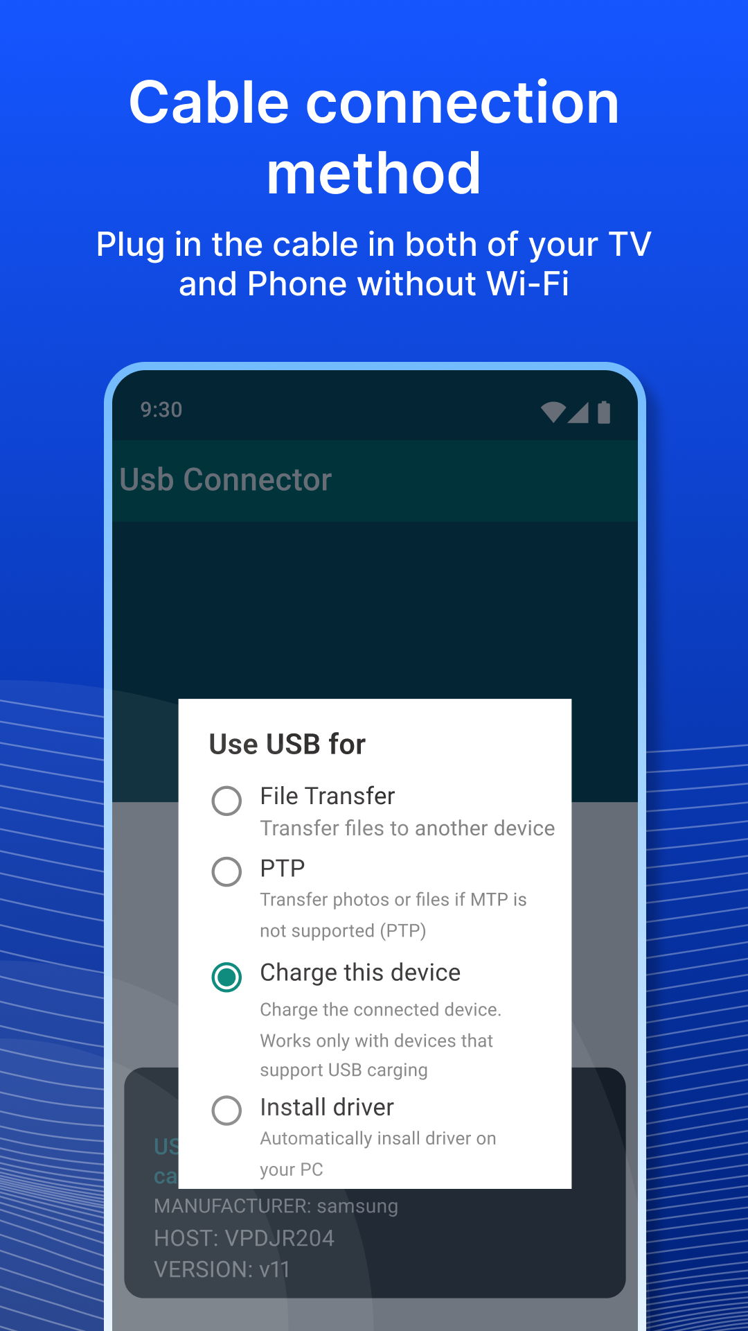 اسکرین شات 5 برنامه USB Screen Share - Phone to TV