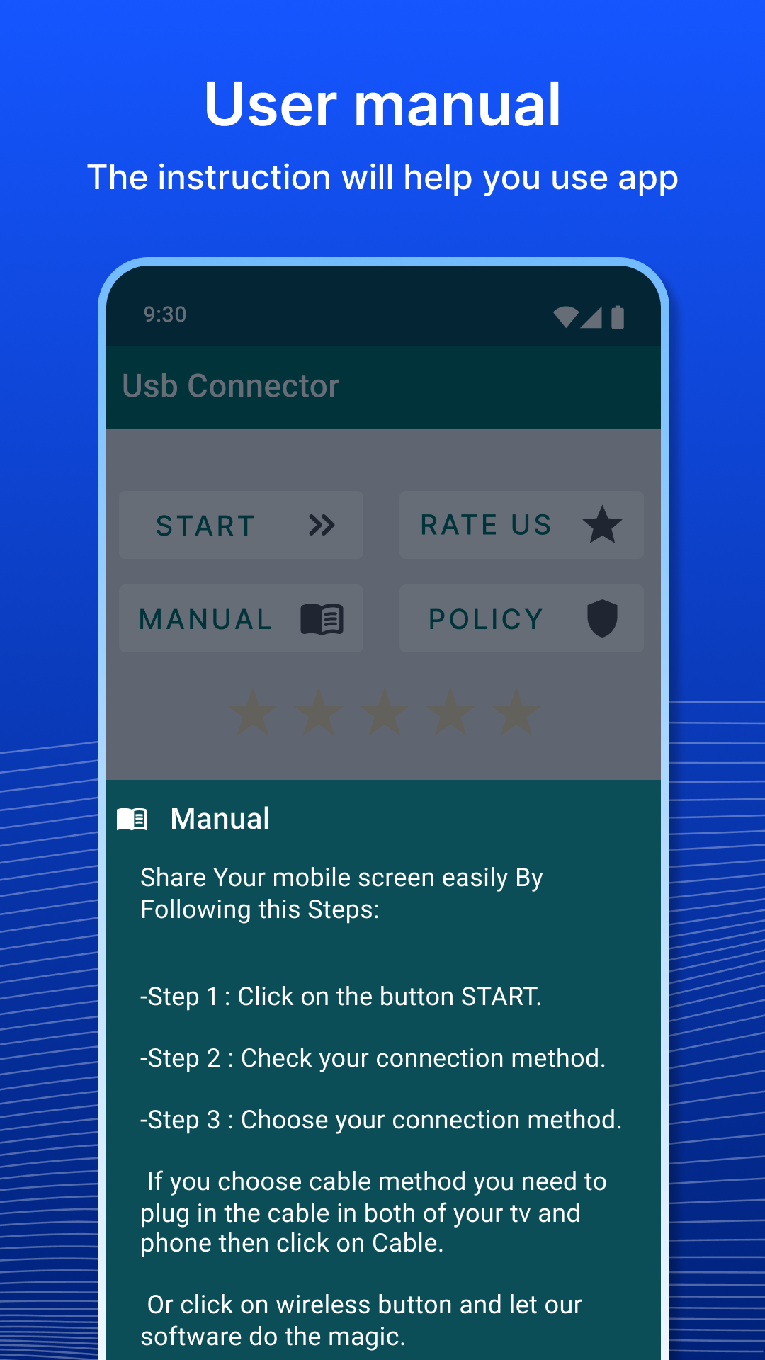 اسکرین شات 6 برنامه USB Screen Share - Phone to TV