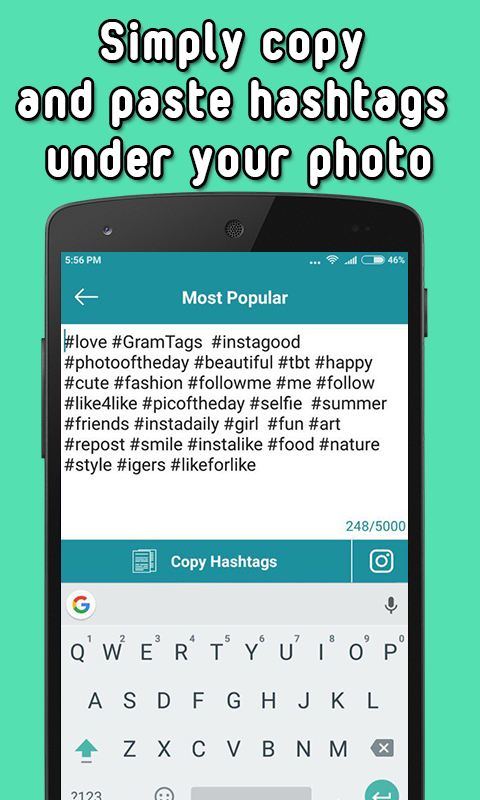 اسکرین شات 2 برنامه Hashtags for Instagram