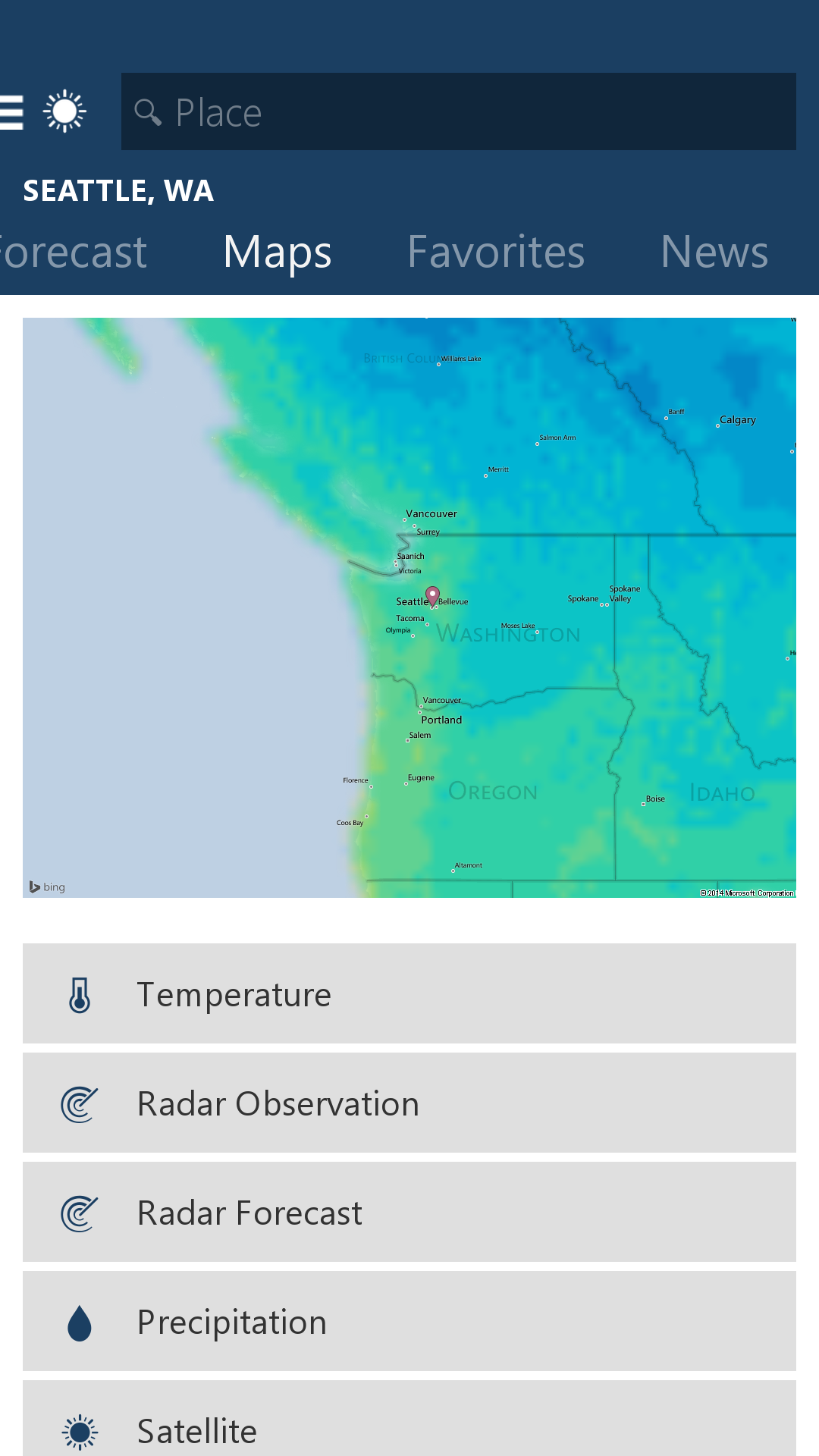 اسکرین شات 2 برنامه MSN Weather - Forecast & Maps