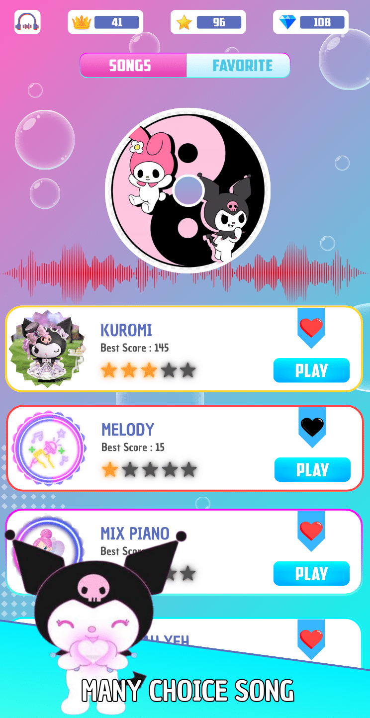 اسکرین شات 1 بازی Kuromi and My Melody Piano