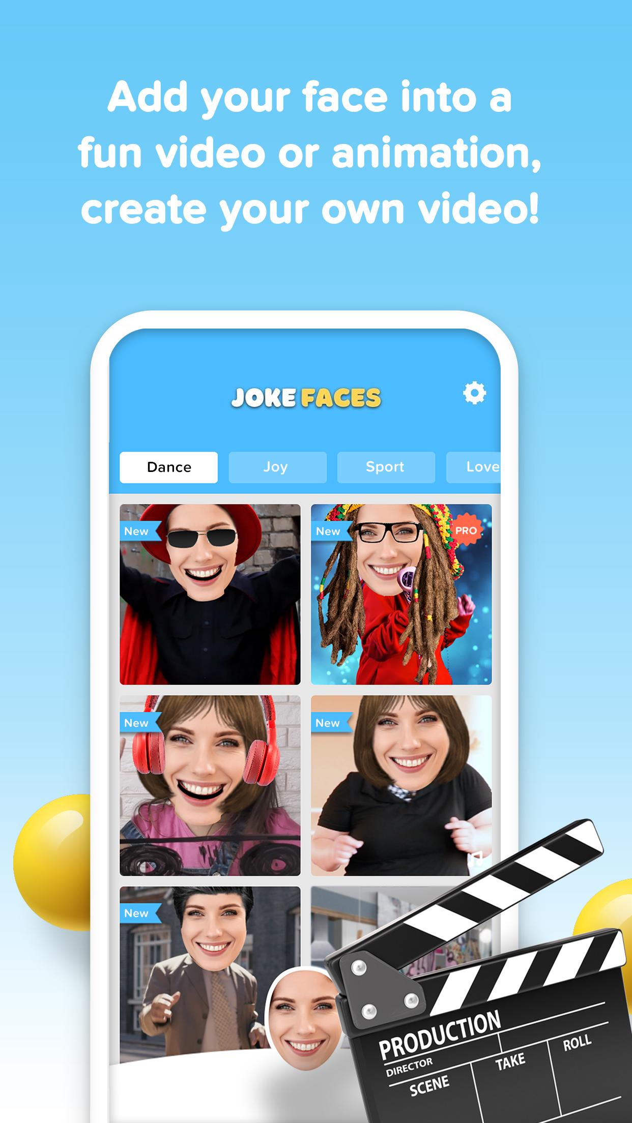 اسکرین شات 1 برنامه JokeFaces - Funny Video Maker
