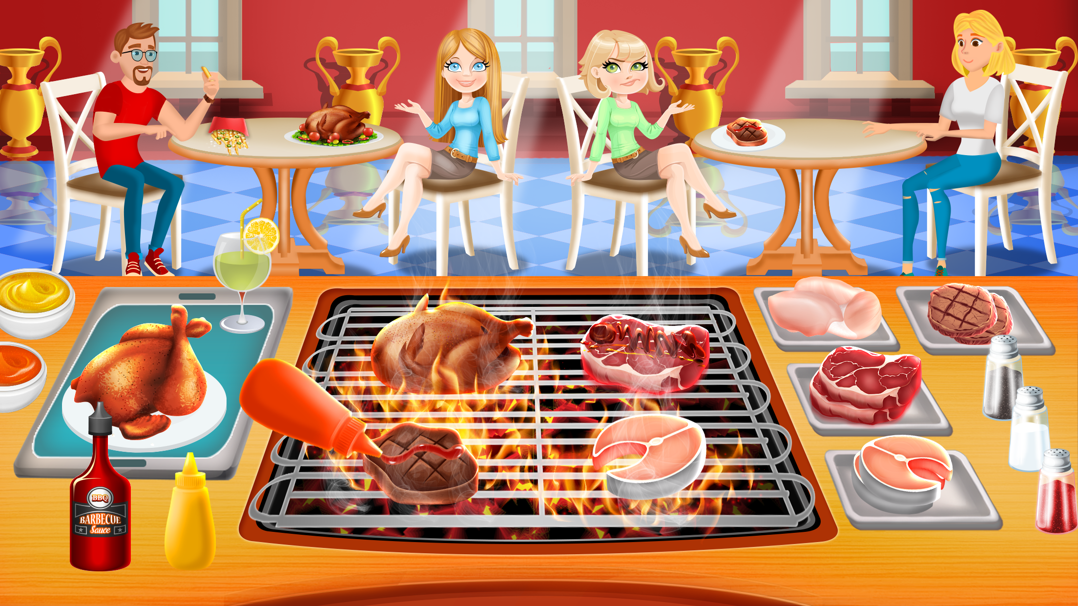 اسکرین شات 1 بازی BBQ Restaurant Rush Cooking