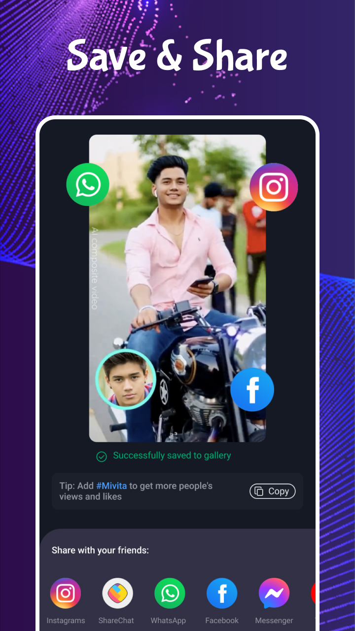 اسکرین شات 8 برنامه Mivita - Face Swap Video Maker