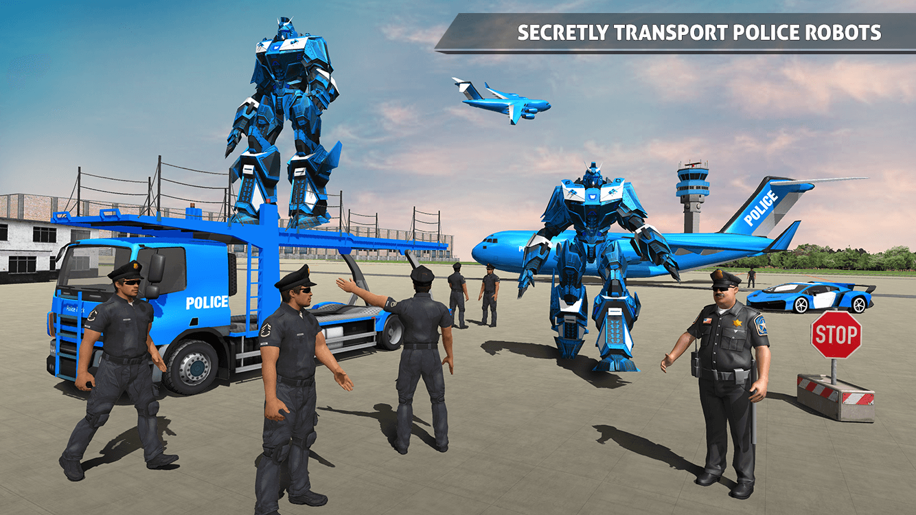 اسکرین شات 2 برنامه Police Robot Car Transporter