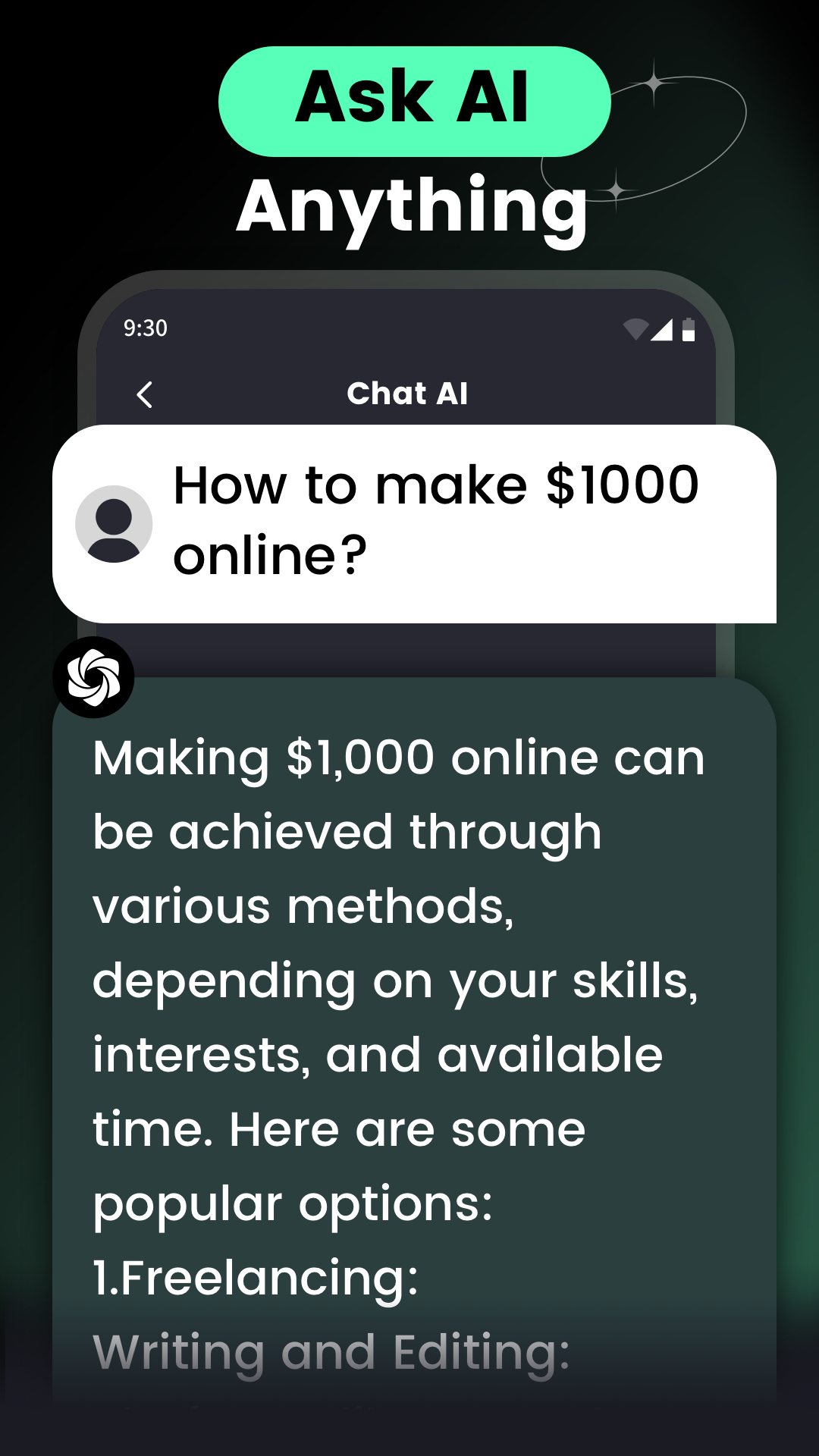اسکرین شات 2 برنامه AI Chat・Ask Chatbot Assistant