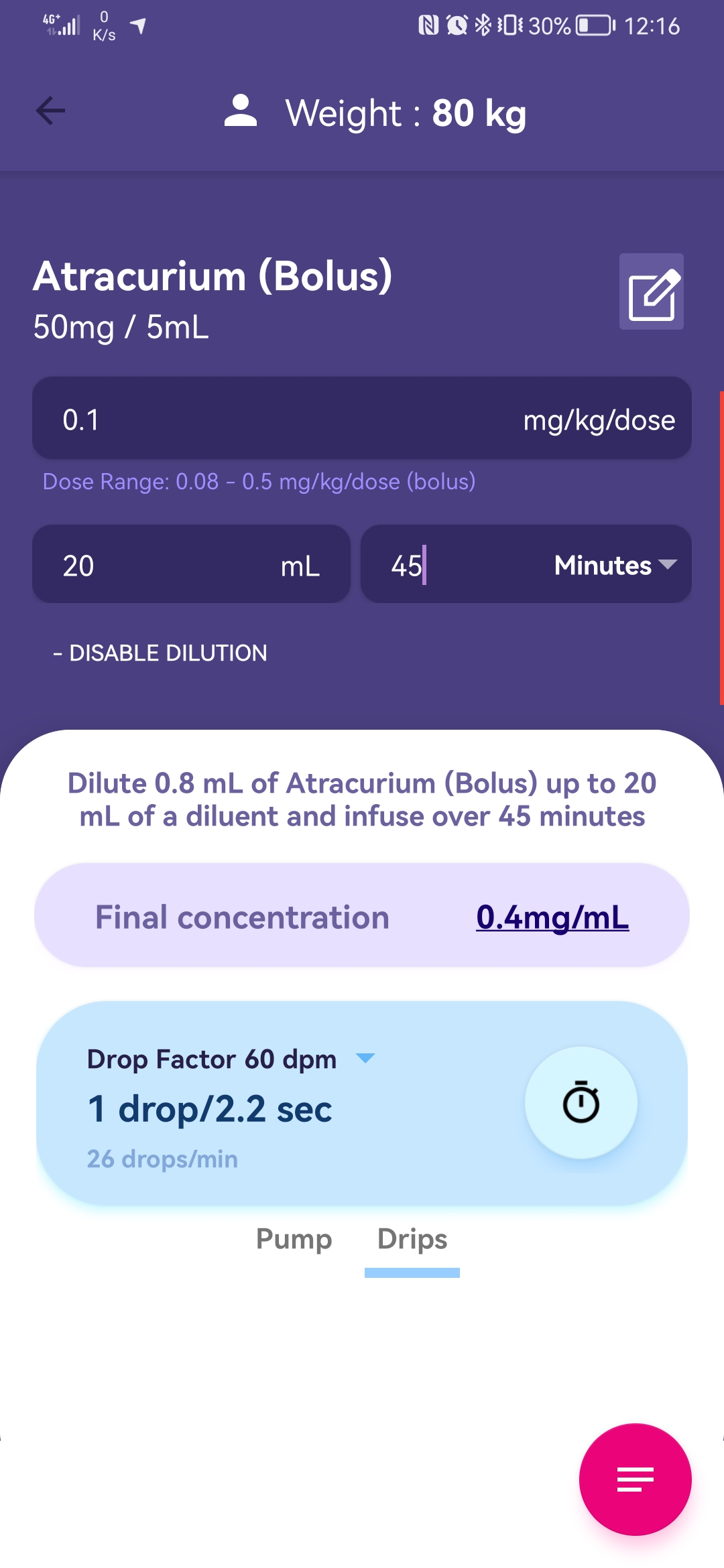 اسکرین شات 1 برنامه Infusions PRO Calculator