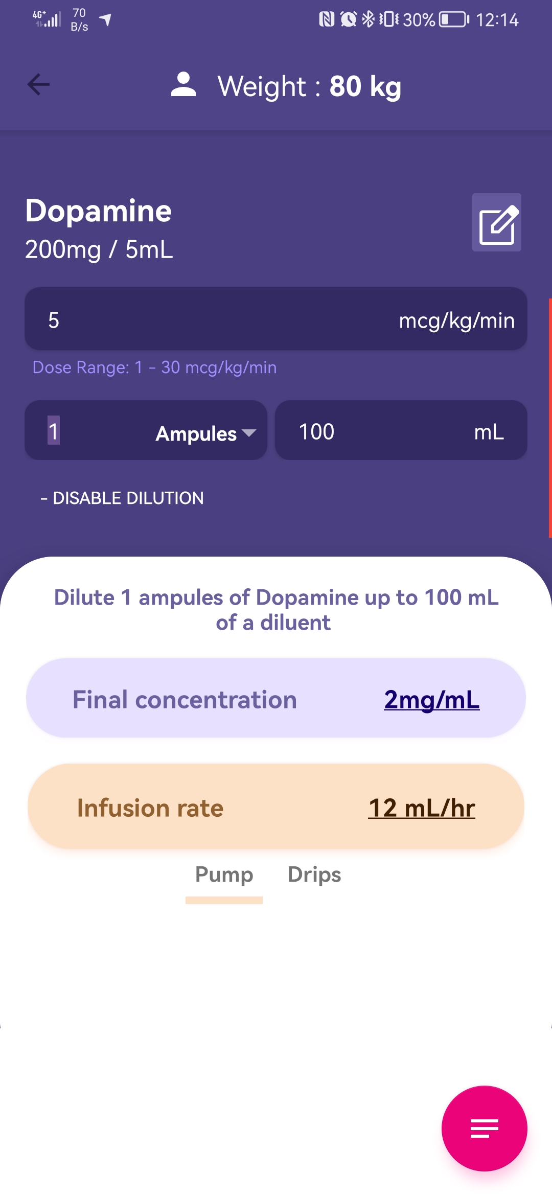 اسکرین شات 2 برنامه Infusions PRO Calculator