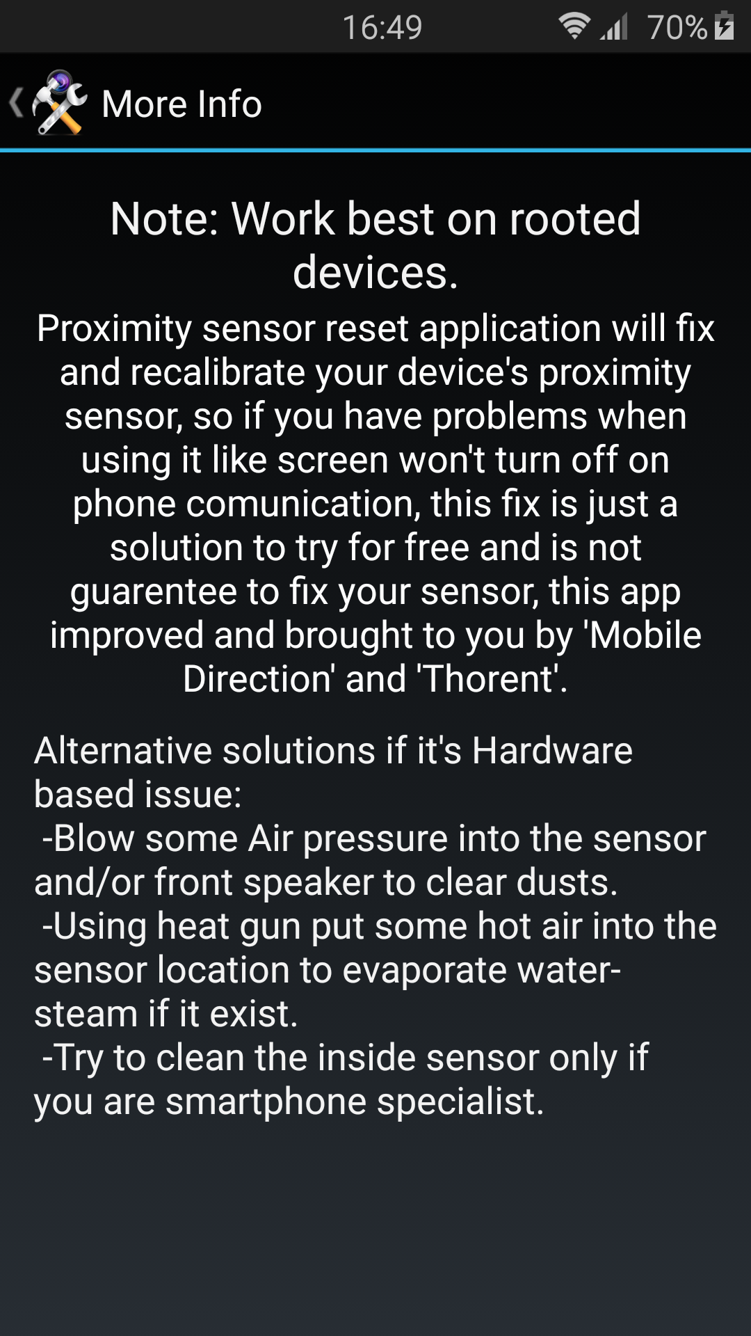 اسکرین شات برنامه Proximity Sensor Reset/Fix 8