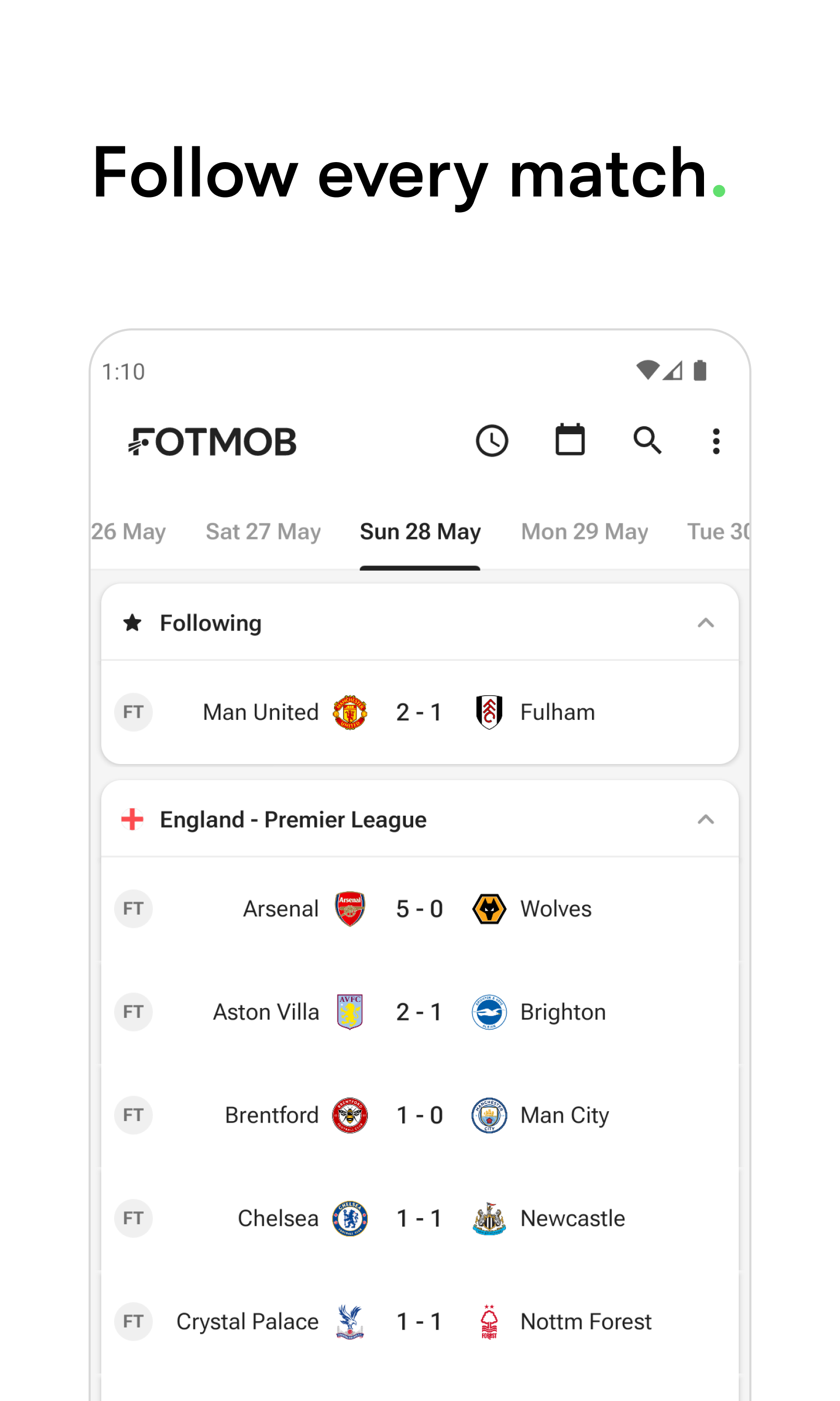 اسکرین شات 1 برنامه FotMob - Soccer Live Scores