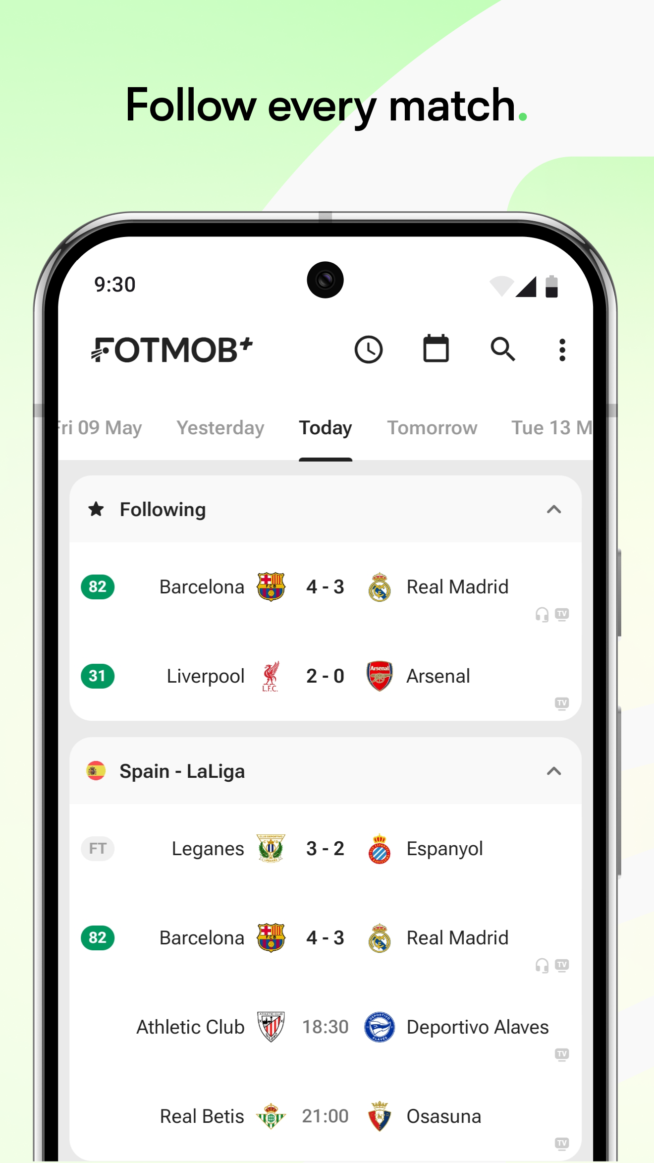 اسکرین شات 1 برنامه FotMob - Soccer Live Scores