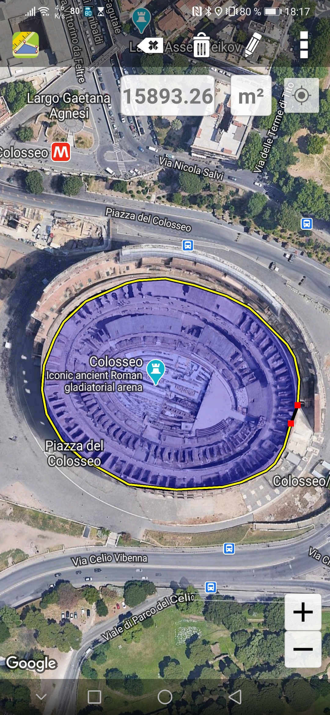 اسکرین شات 1 برنامه Maps Ruler Area Calculator