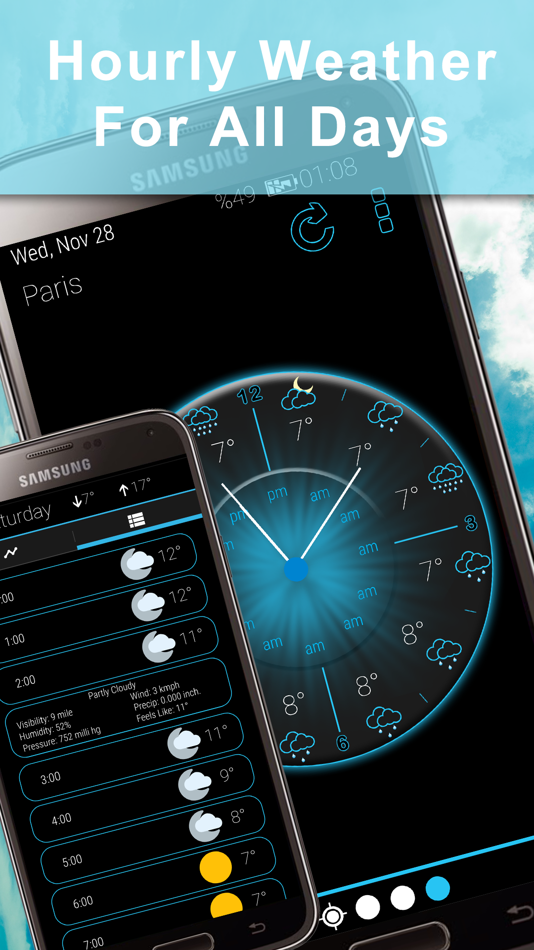 اسکرین شات 5 برنامه Weather Rise Clock 30+ Widgets