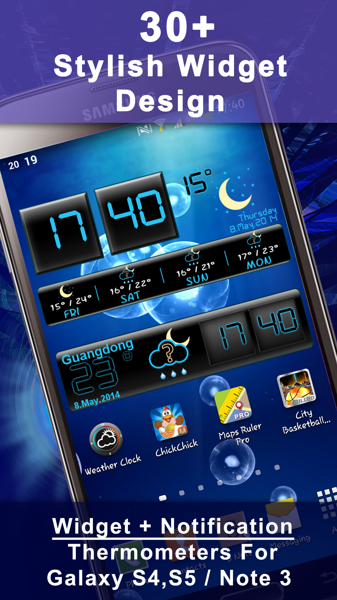 اسکرین شات 1 برنامه Weather Rise Clock 30+ Widgets