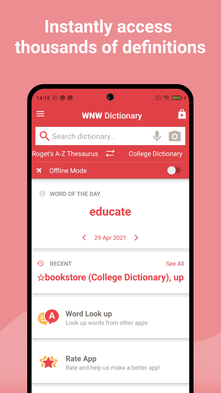 اسکرین شات 1 برنامه Webster's English & Thesaurus