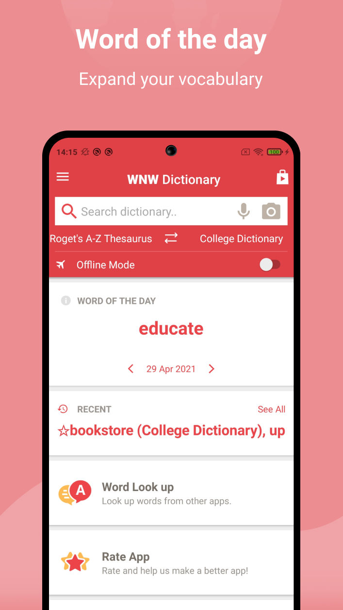 اسکرین شات 4 برنامه Webster's English & Thesaurus