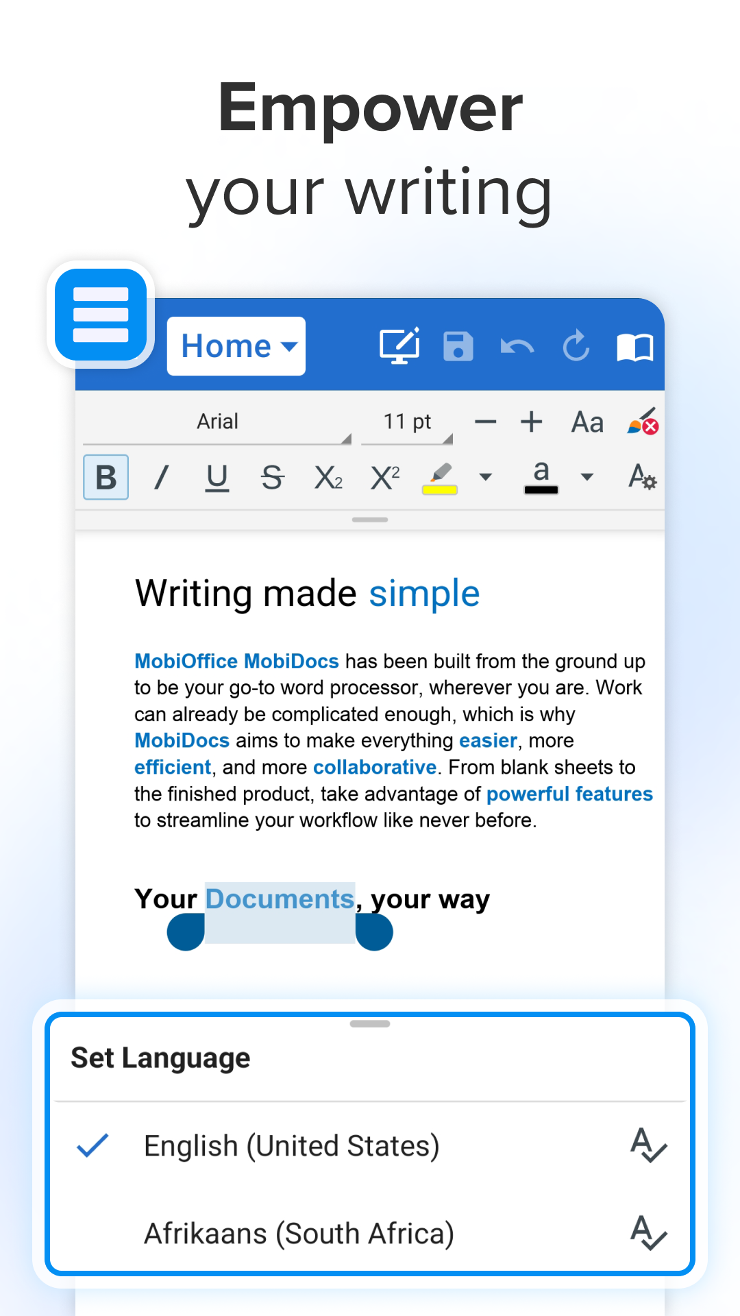 اسکرین شات 3 برنامه MobiOffice: Word, Sheets, PDF