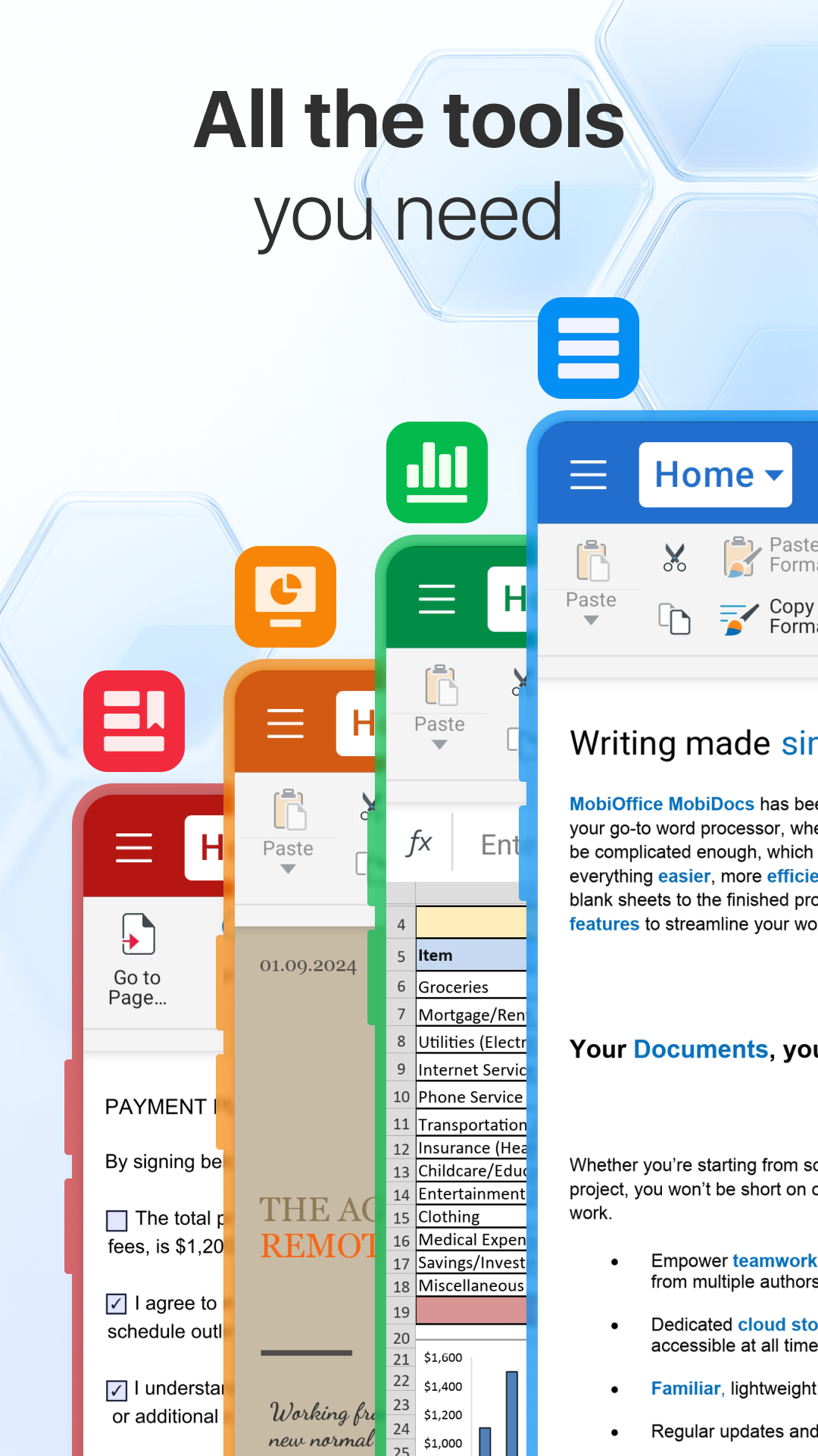 اسکرین شات 2 برنامه MobiOffice: Word, Sheets, PDF