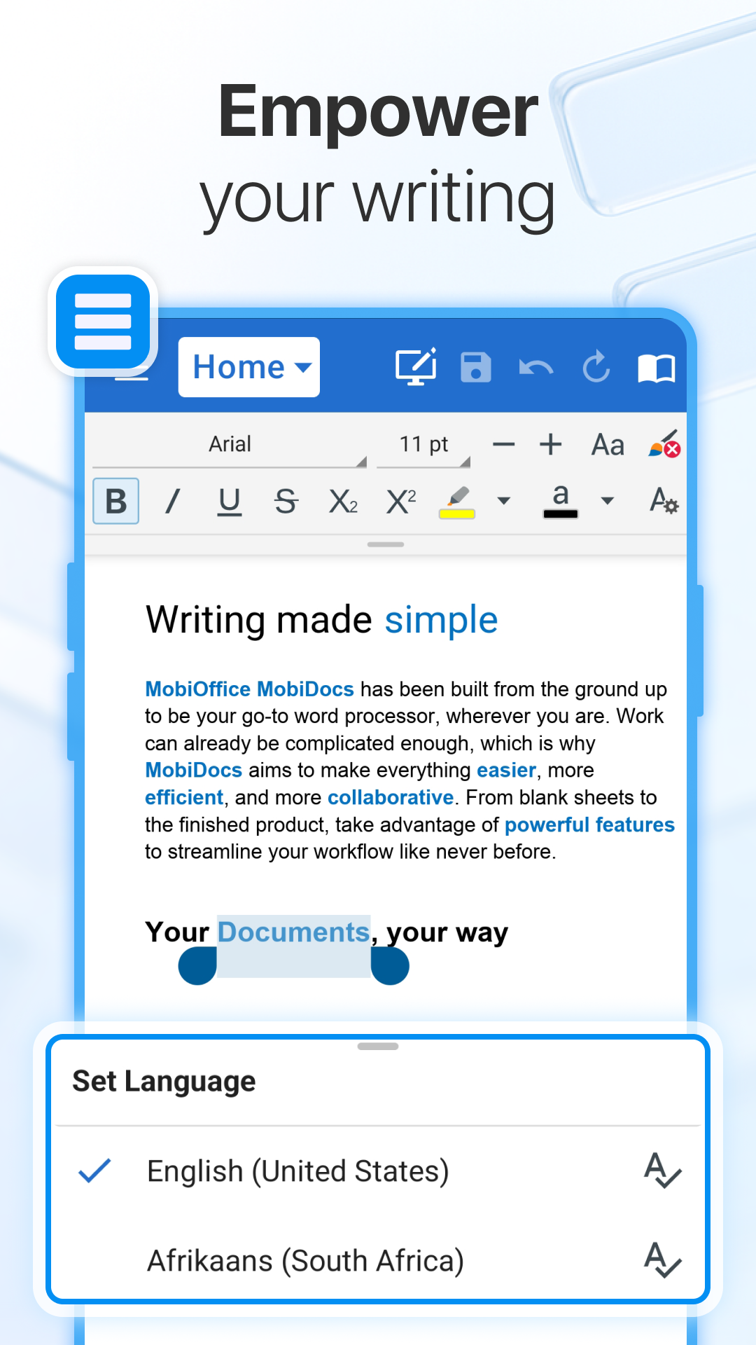 اسکرین شات 3 برنامه MobiOffice: Word, Sheets, PDF