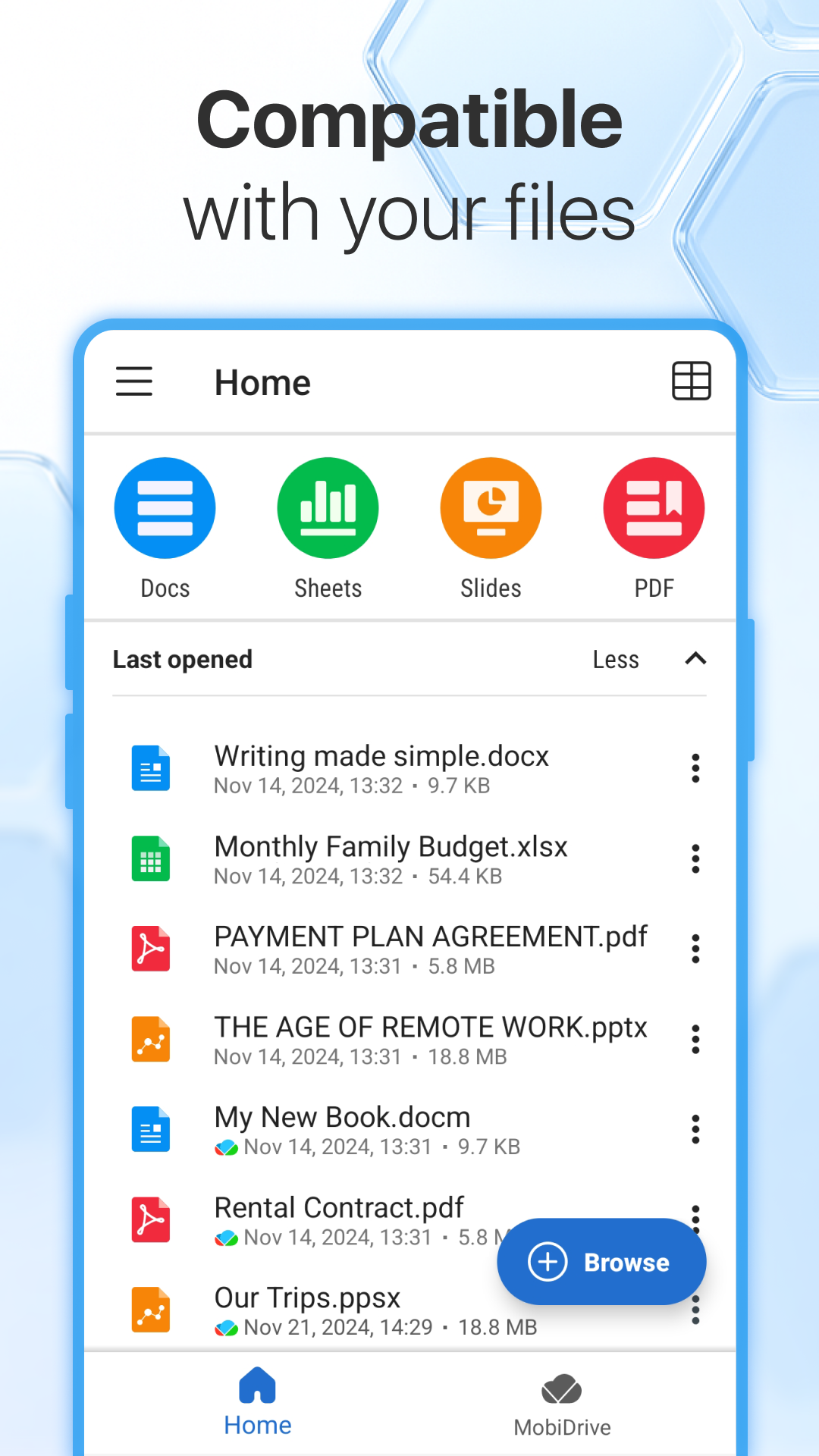 اسکرین شات 7 برنامه MobiOffice: Word, Sheets, PDF