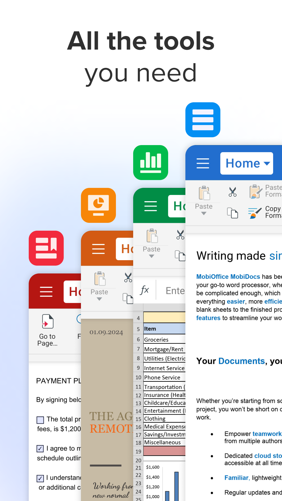 اسکرین شات 2 برنامه MobiOffice: Word, Sheets, PDF