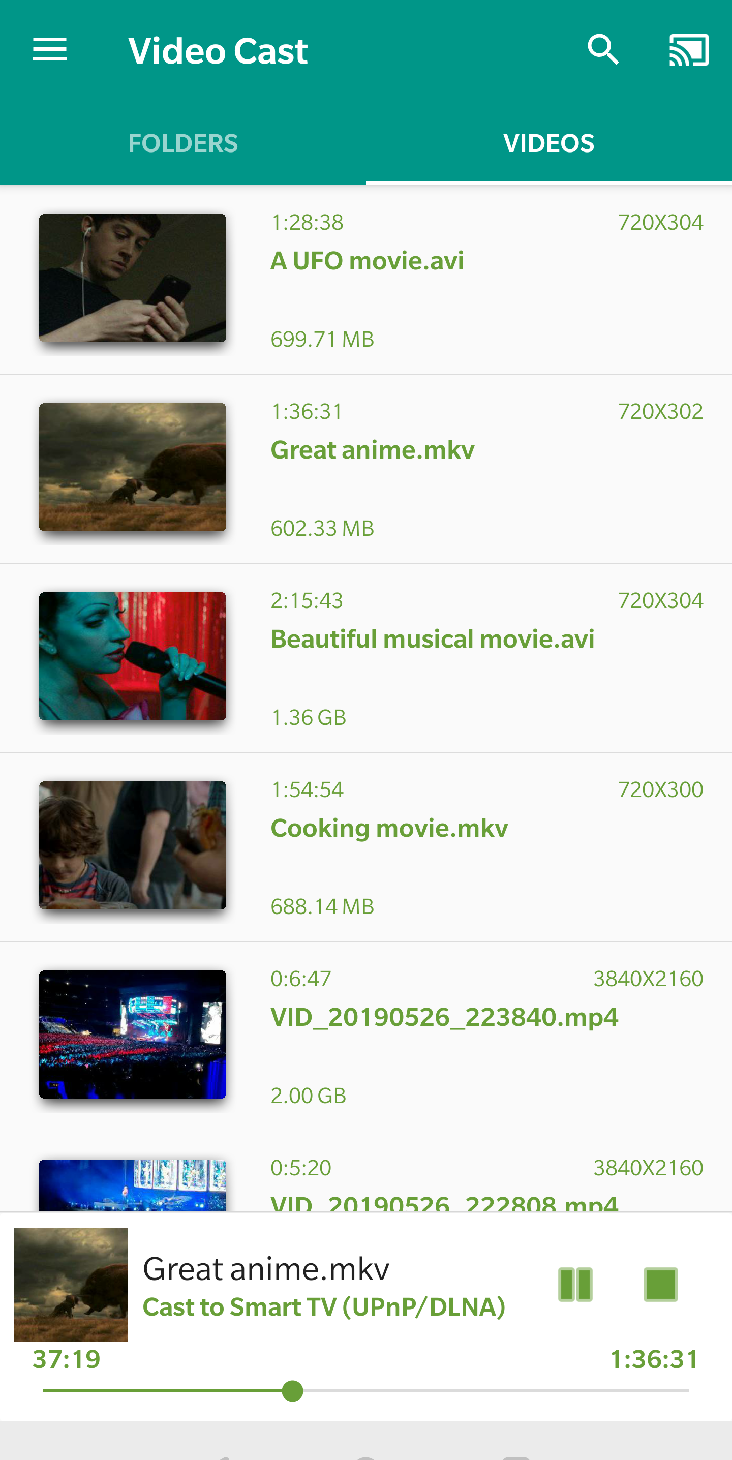 اسکرین شات 1 برنامه Video Cast to TV/Chromecast/DLNA/Roku/PS4/Xbox/+