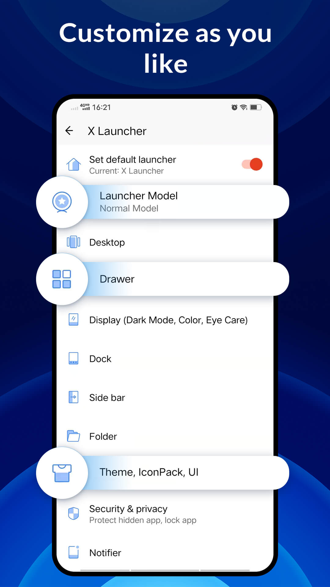 اسکرین شات 6 برنامه X Launcher - Model x launcher