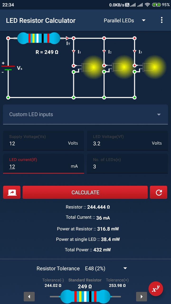 اسکرین شات 6 برنامه LED Resistor Calculator