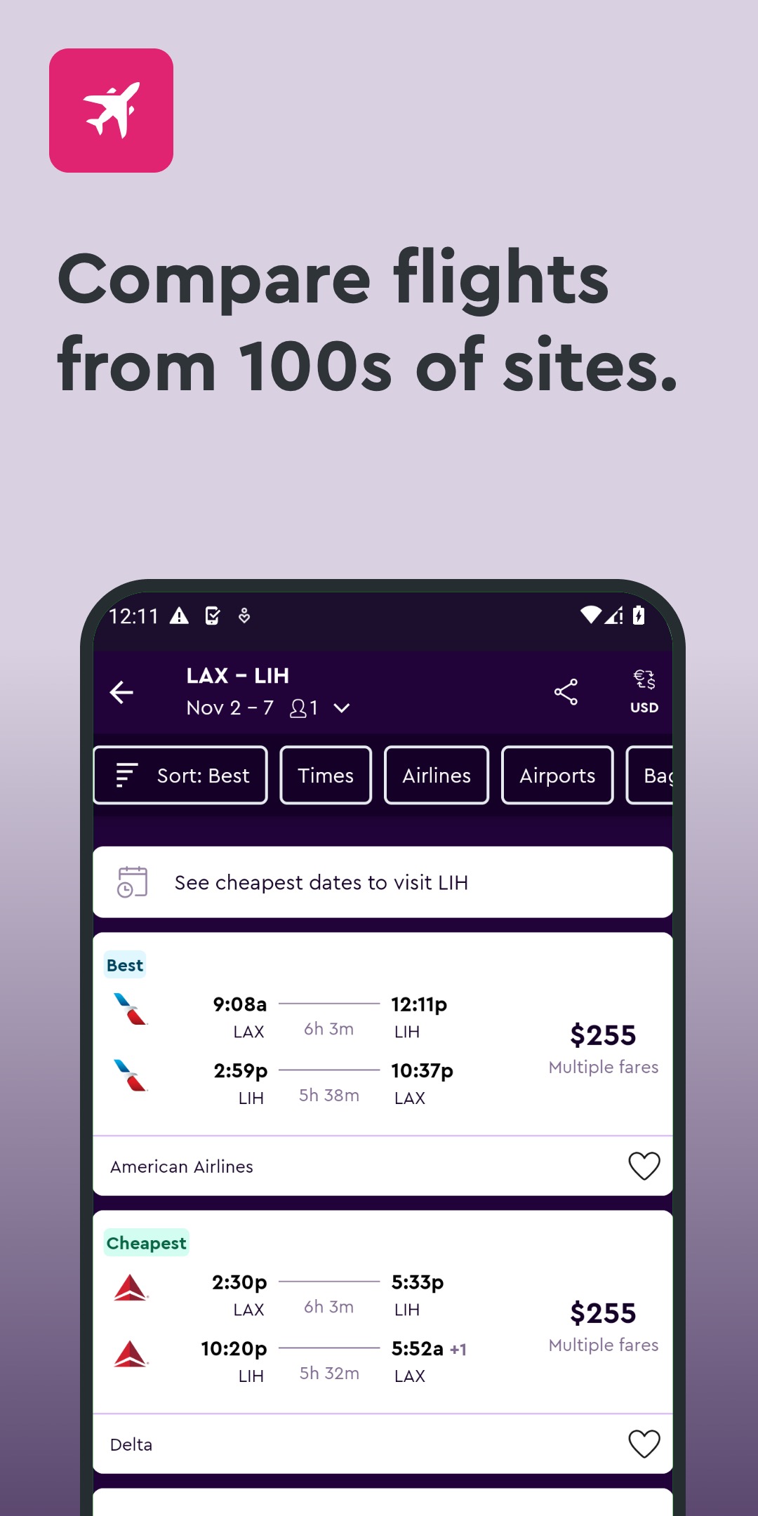 اسکرین شات 2 برنامه momondo: Flights, Hotels, Cars