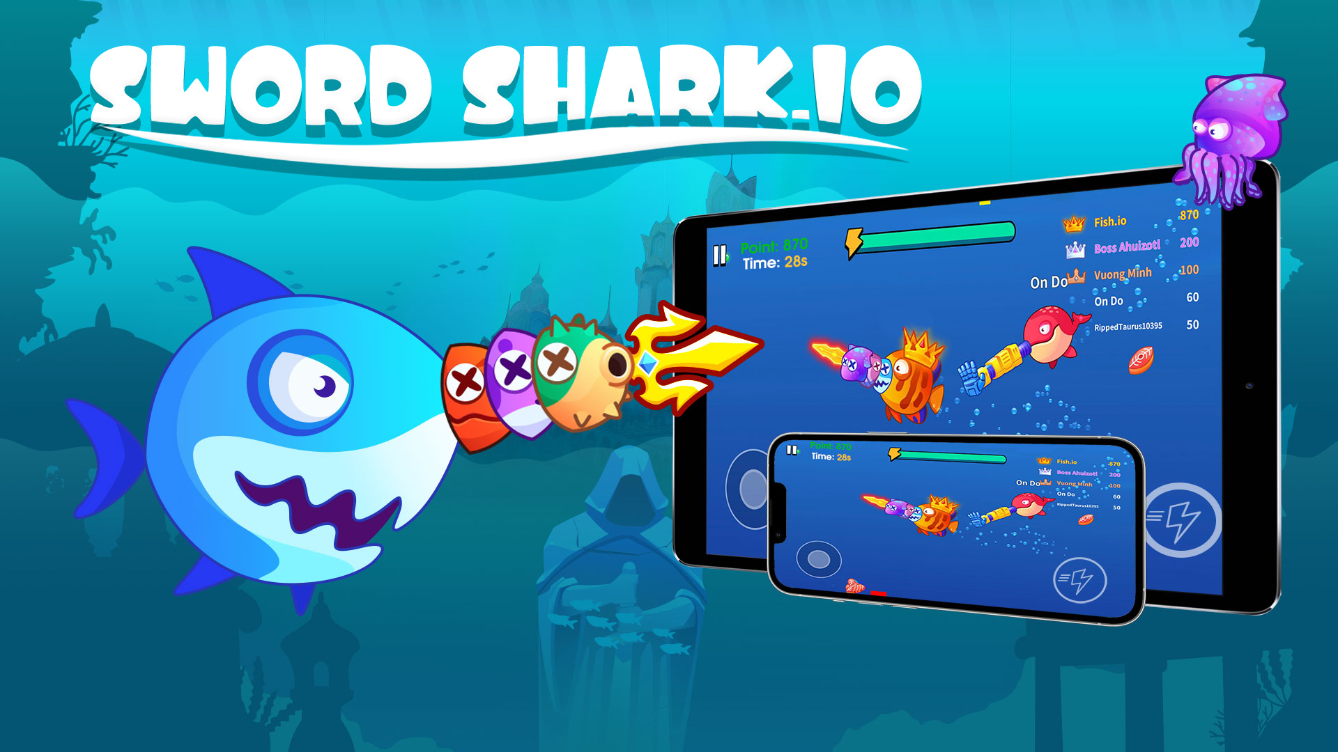 اسکرین شات 1 بازی Sword Shark.io - Hungry Shark