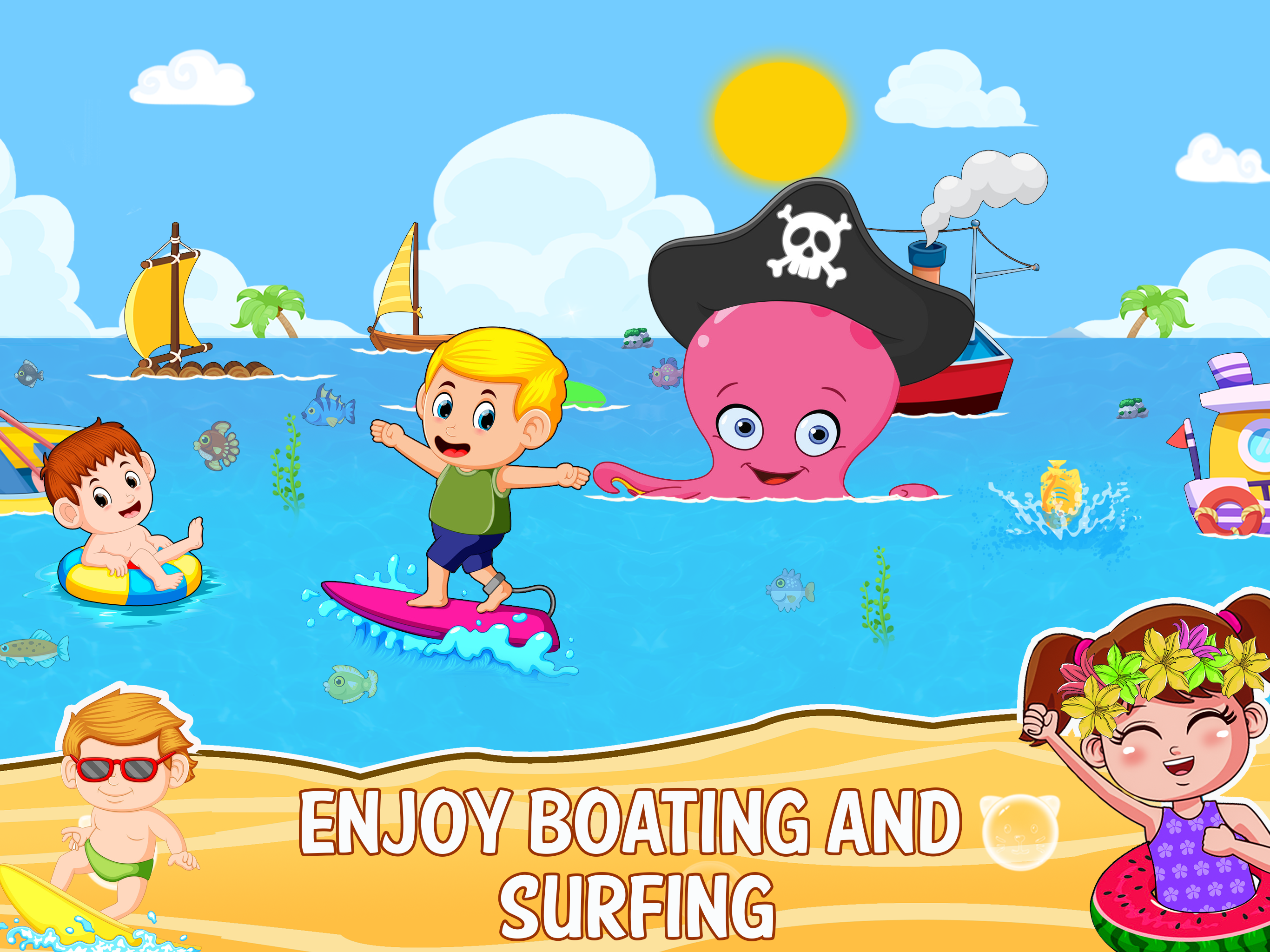 اسکرین شات 2 برنامه Mini Town: Beach Games