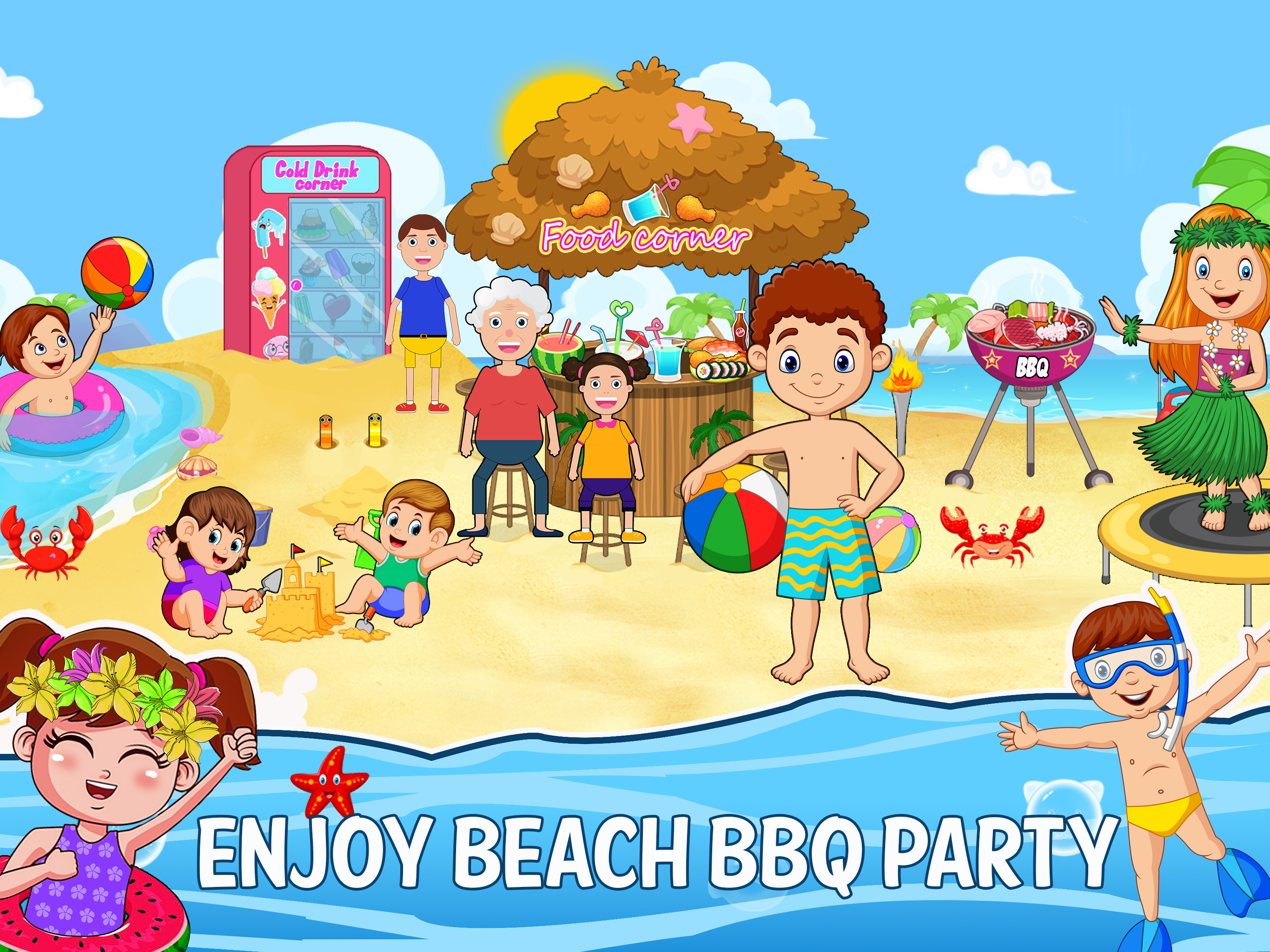 اسکرین شات 1 برنامه Mini Town: Beach Games