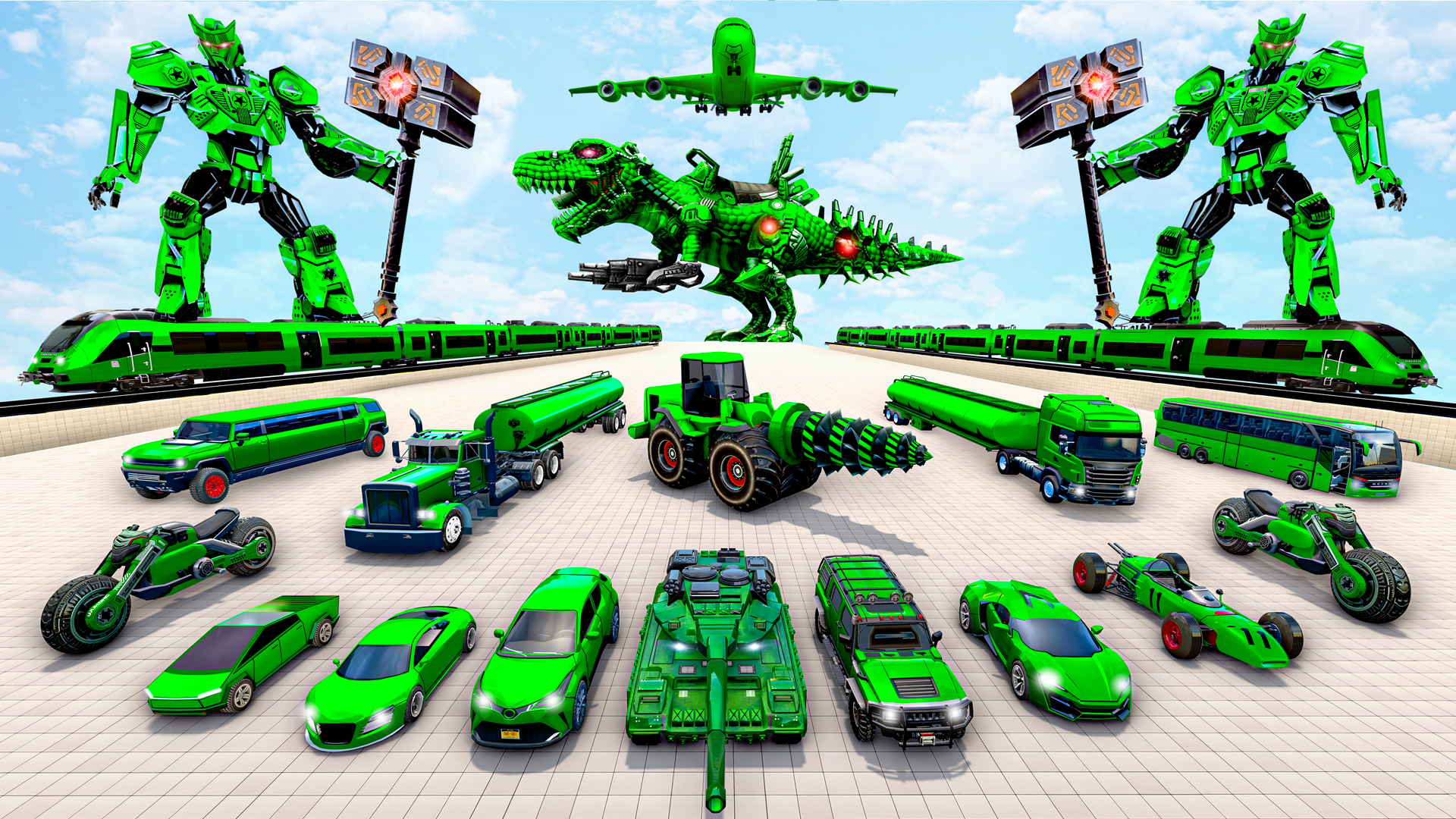 اسکرین شات 2 بازی Army Bus Dragon Robot Car Game