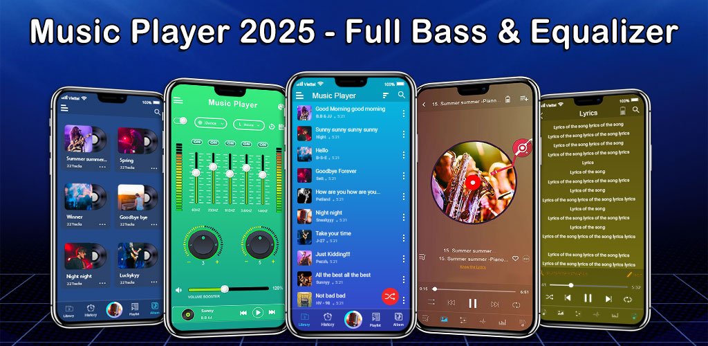اسکرین شات 1 برنامه Music Player 2025: Deep Bass
