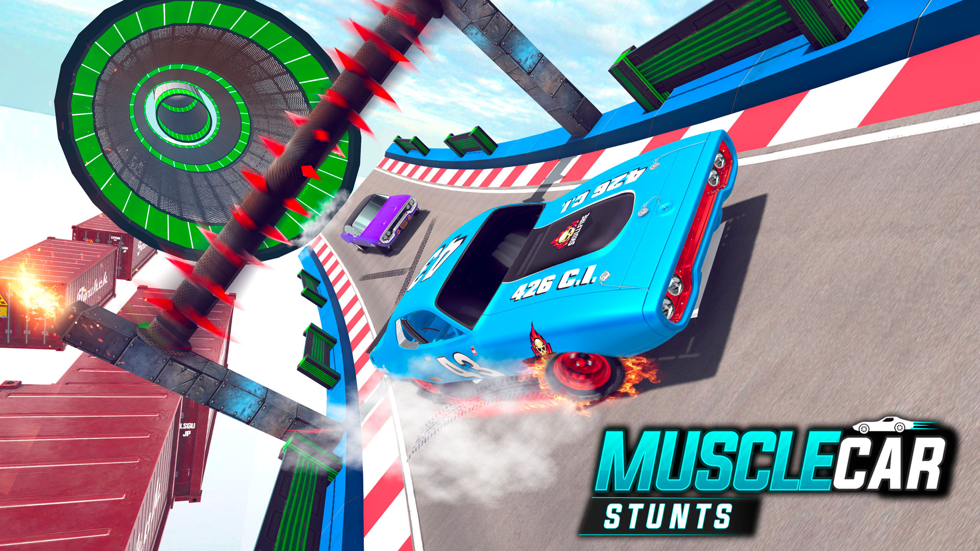 اسکرین شات 4 برنامه Muscle Car Stunts - Ramp Car