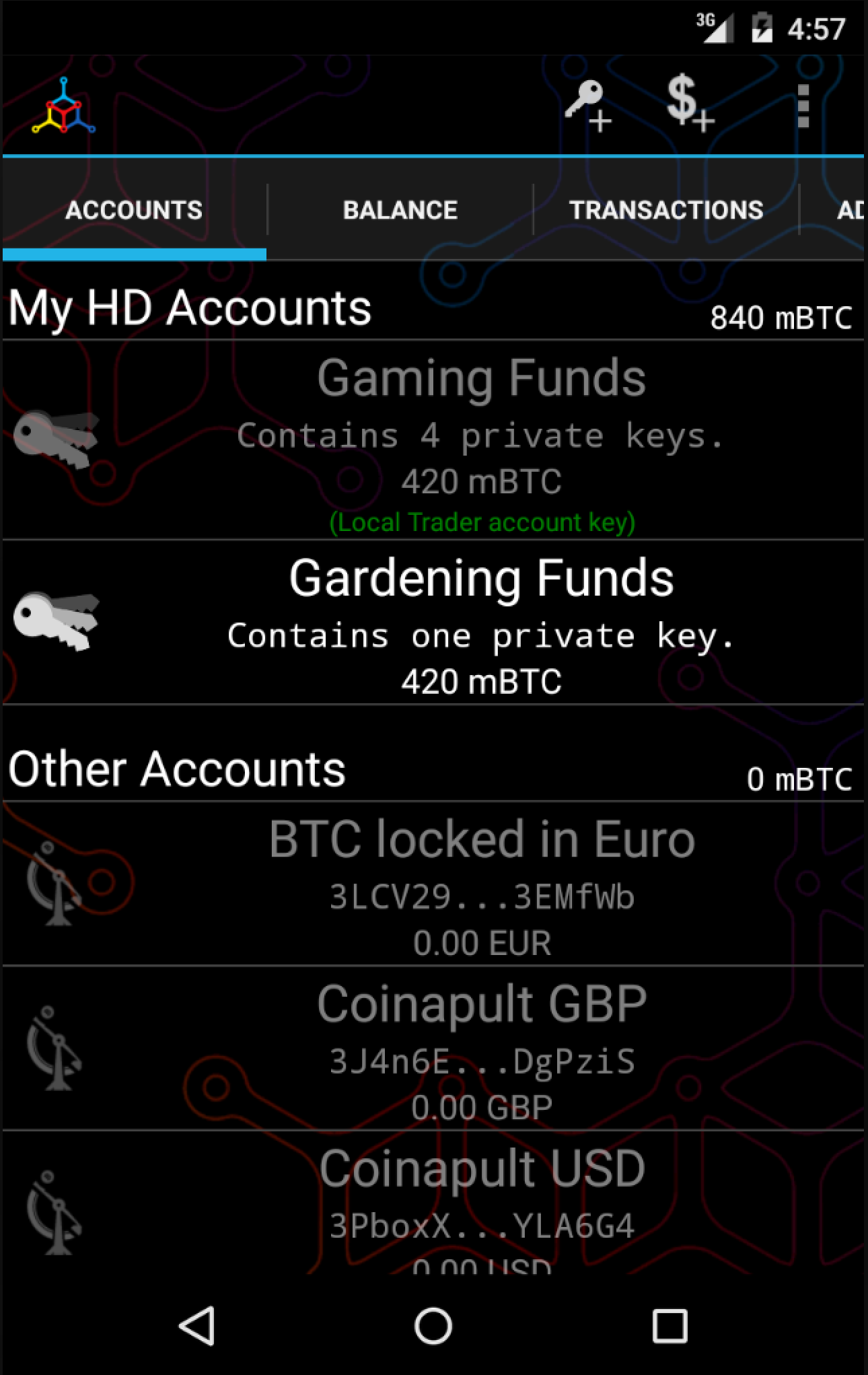 اسکرین شات 2 برنامه Mycelium Bitcoin Wallet