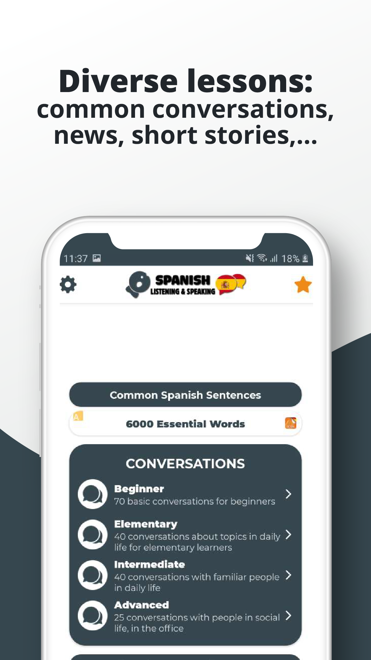 اسکرین شات 3 برنامه Spanish ー Listening・Speaking
