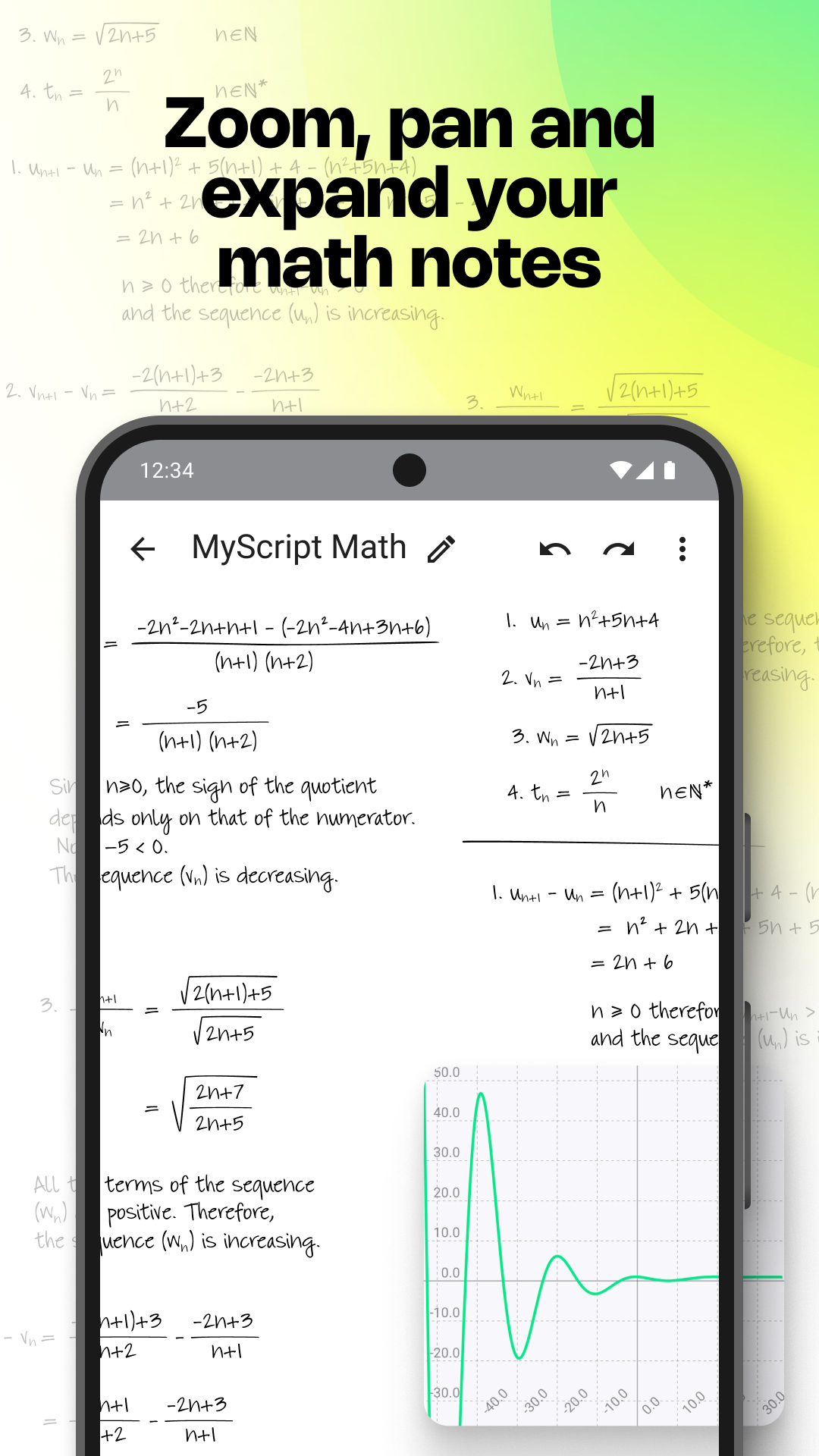 اسکرین شات 2 برنامه MyScript Math: Solve & Plot