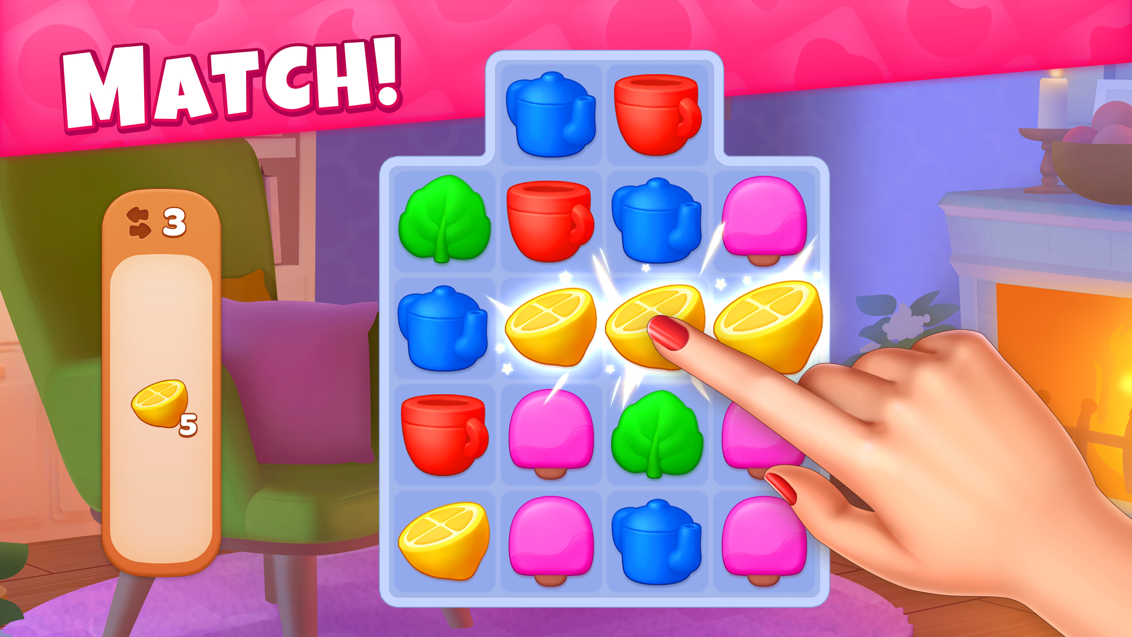 اسکرین شات 3 بازی Tasty Makeover: Match 3 Game