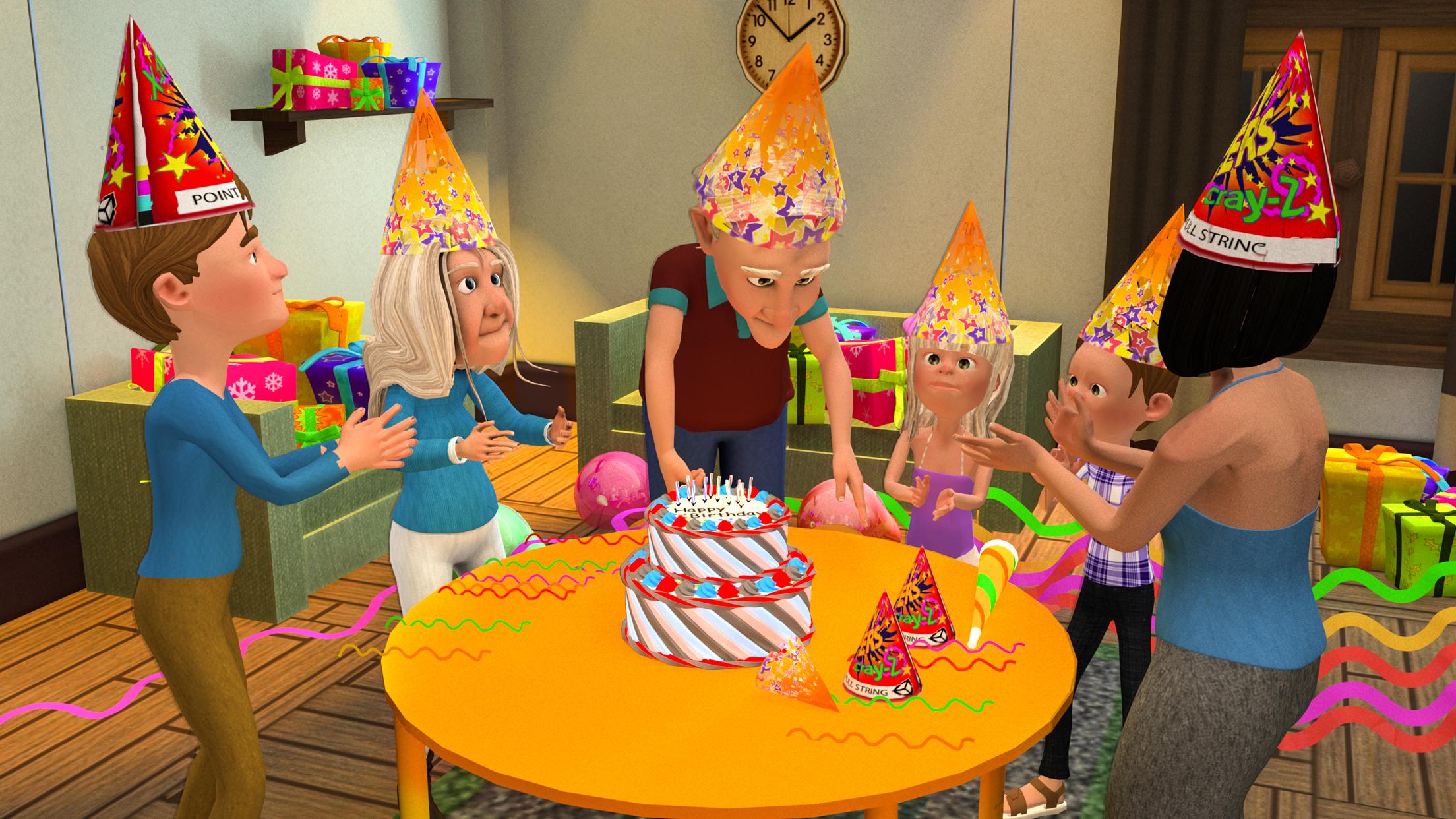 اسکرین شات 1 برنامه Super Grandpa Birthday Party3D