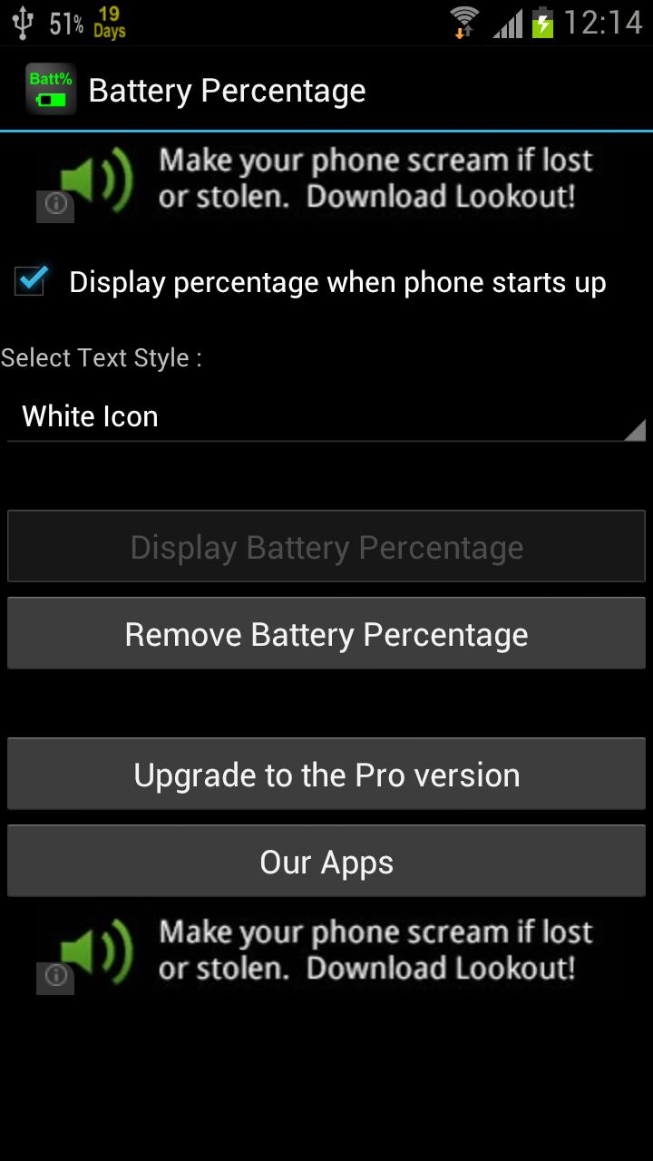 اسکرین شات 3 برنامه Show Battery Percentage