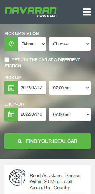 اسکرین شات 1 برنامه Navaran, Iran Car Rental