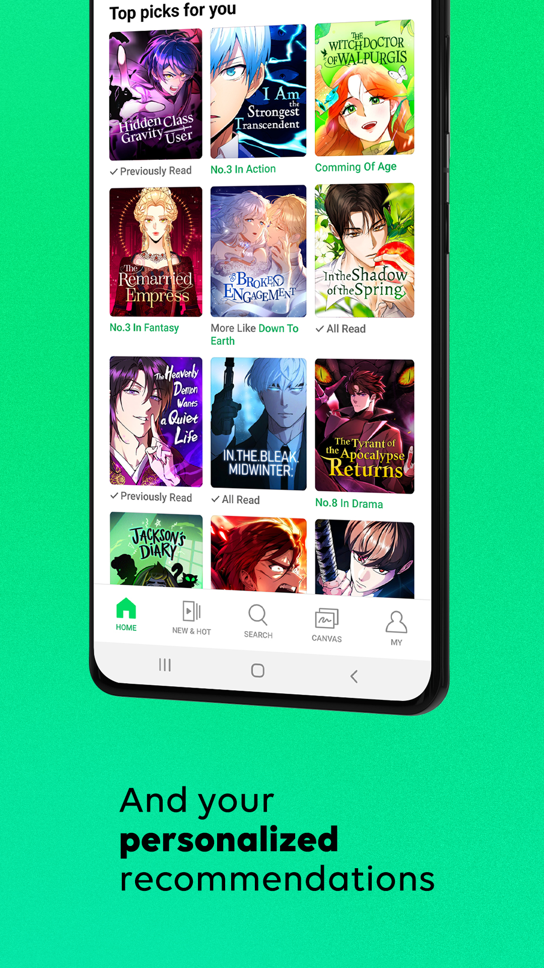 اسکرین شات 6 برنامه WEBTOON: Manga, Comics, Manhwa