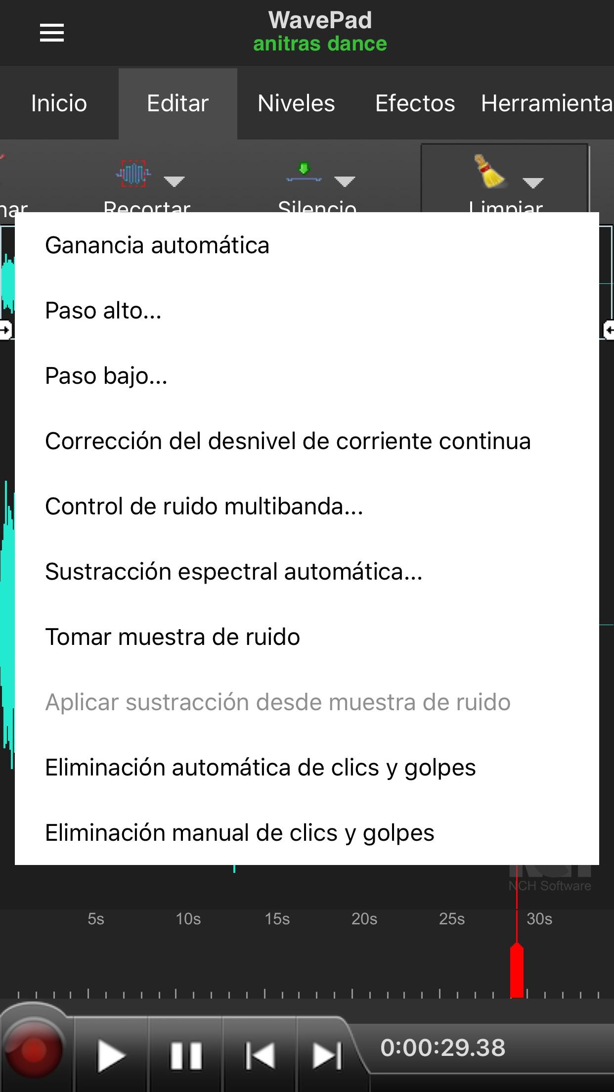 اسکرین شات 2 برنامه WavePad, editor de audio