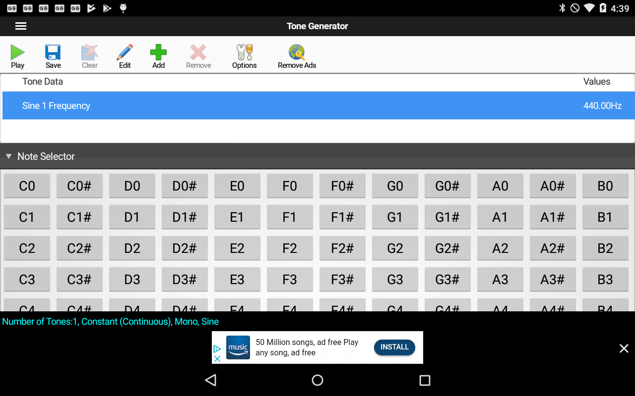 اسکرین شات 1 برنامه ToneGen Tone Generator