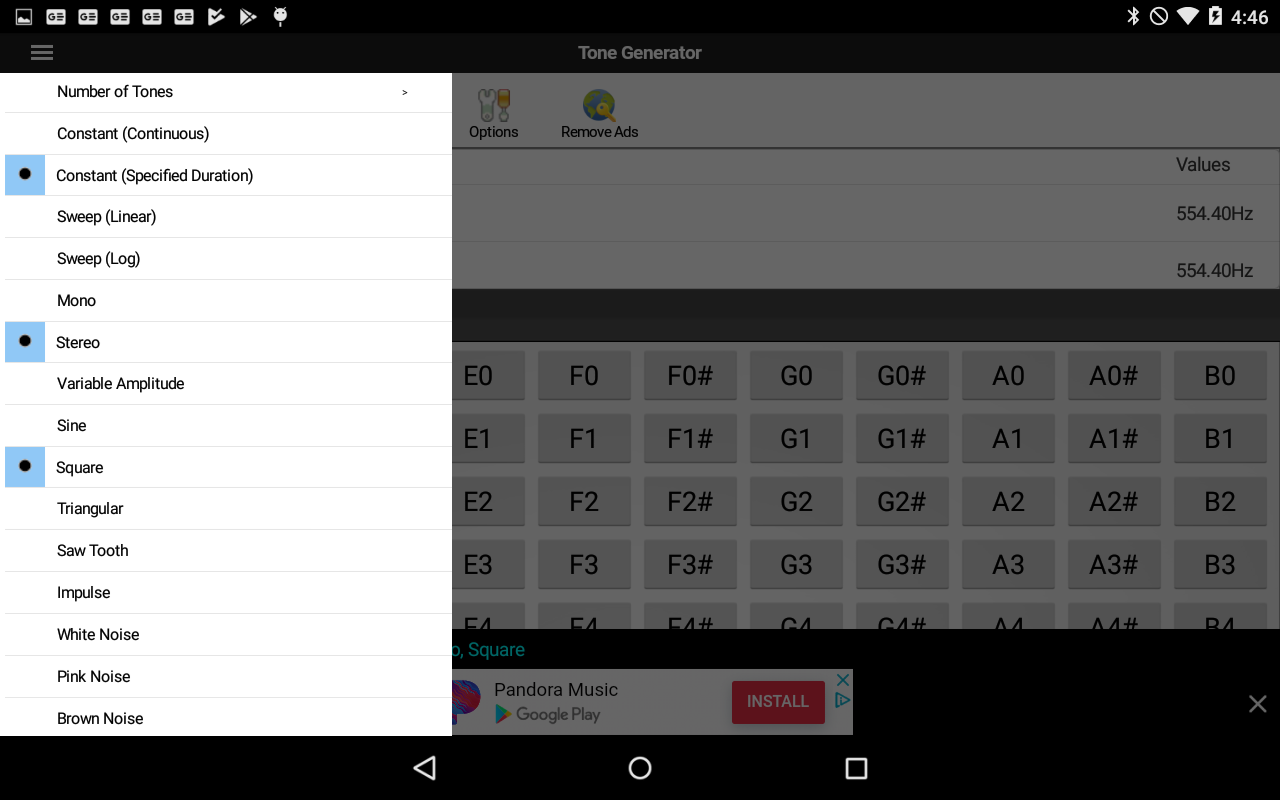 اسکرین شات 3 برنامه ToneGen Tone Generator